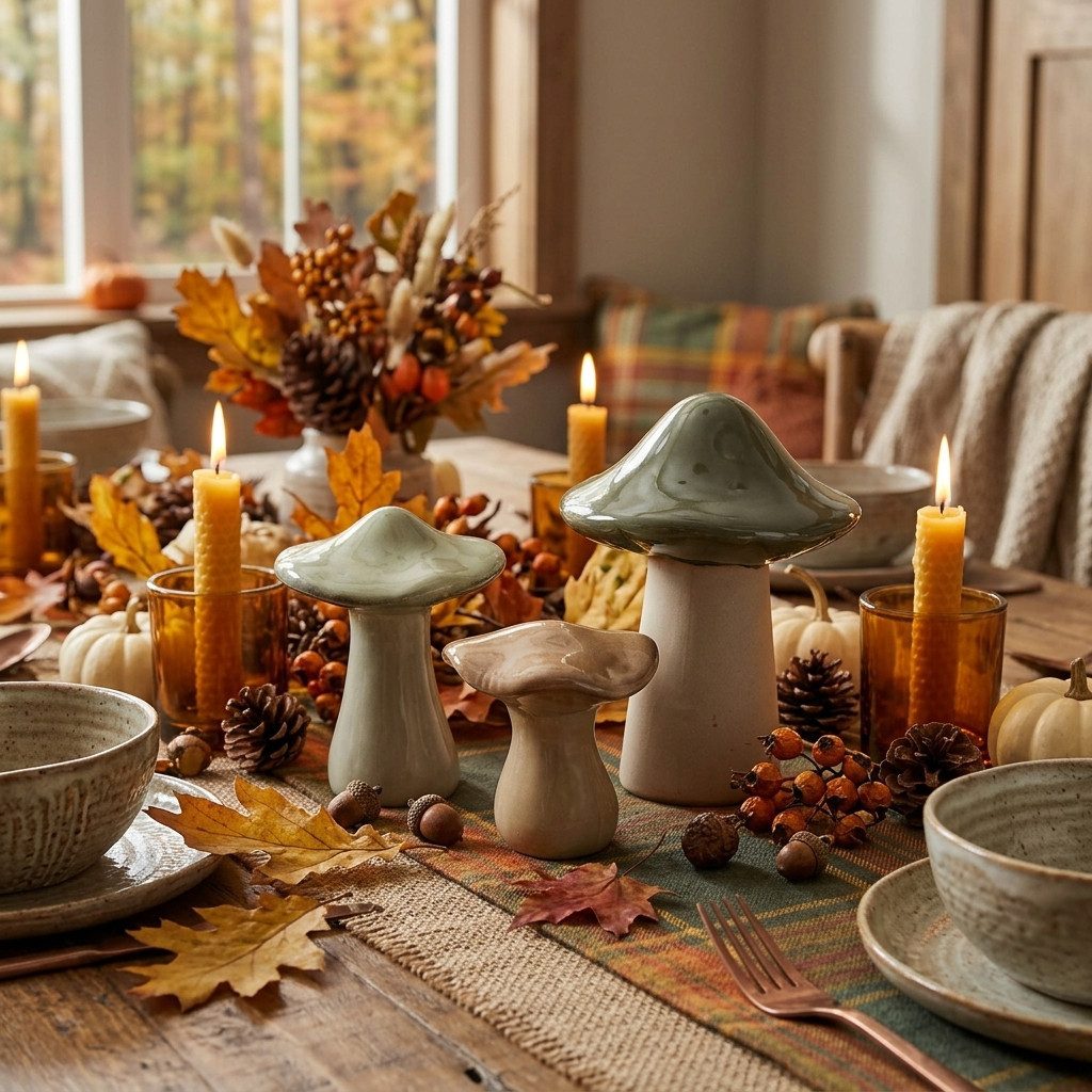Home-trends24.de Dekofigur Pilz Steinpilz Pilze Herbst Deko Figur Tischdeko 3er-Set (3 St)