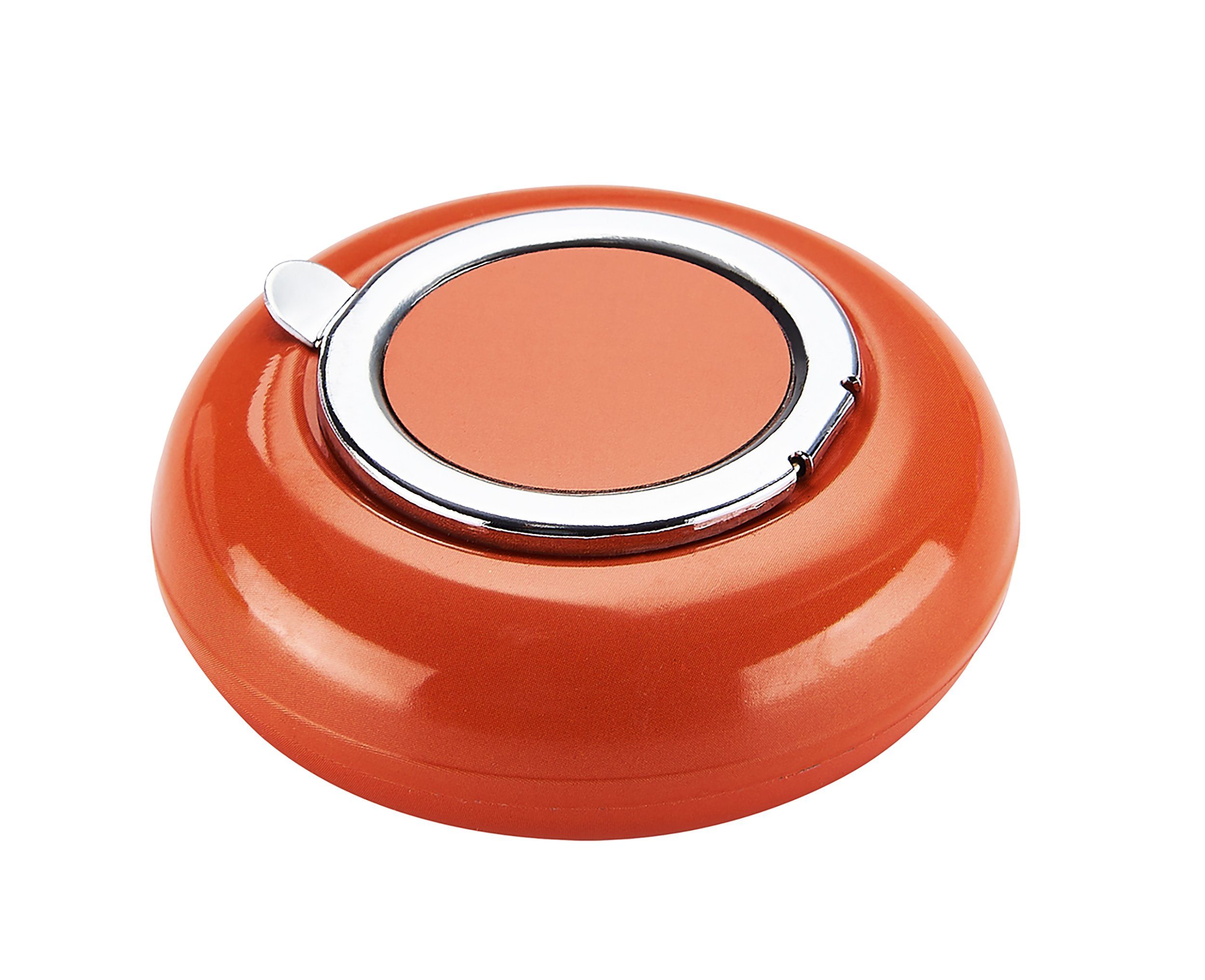 CHAMP Aschenbecher Taschen ASCHENBECHER Ø6,2cm mit Deckel Metall rund 24 (Orange), Reiseaschenbecher