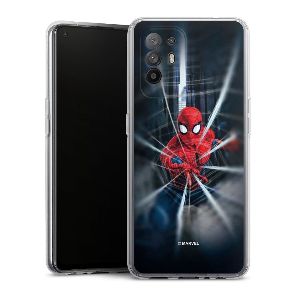 DeinDesign Handyhülle Marvel Kinofilm Spider-Man Webs In Action, Oppo A94 5G Silikon Hülle Bumper Case Handy Schutzhülle