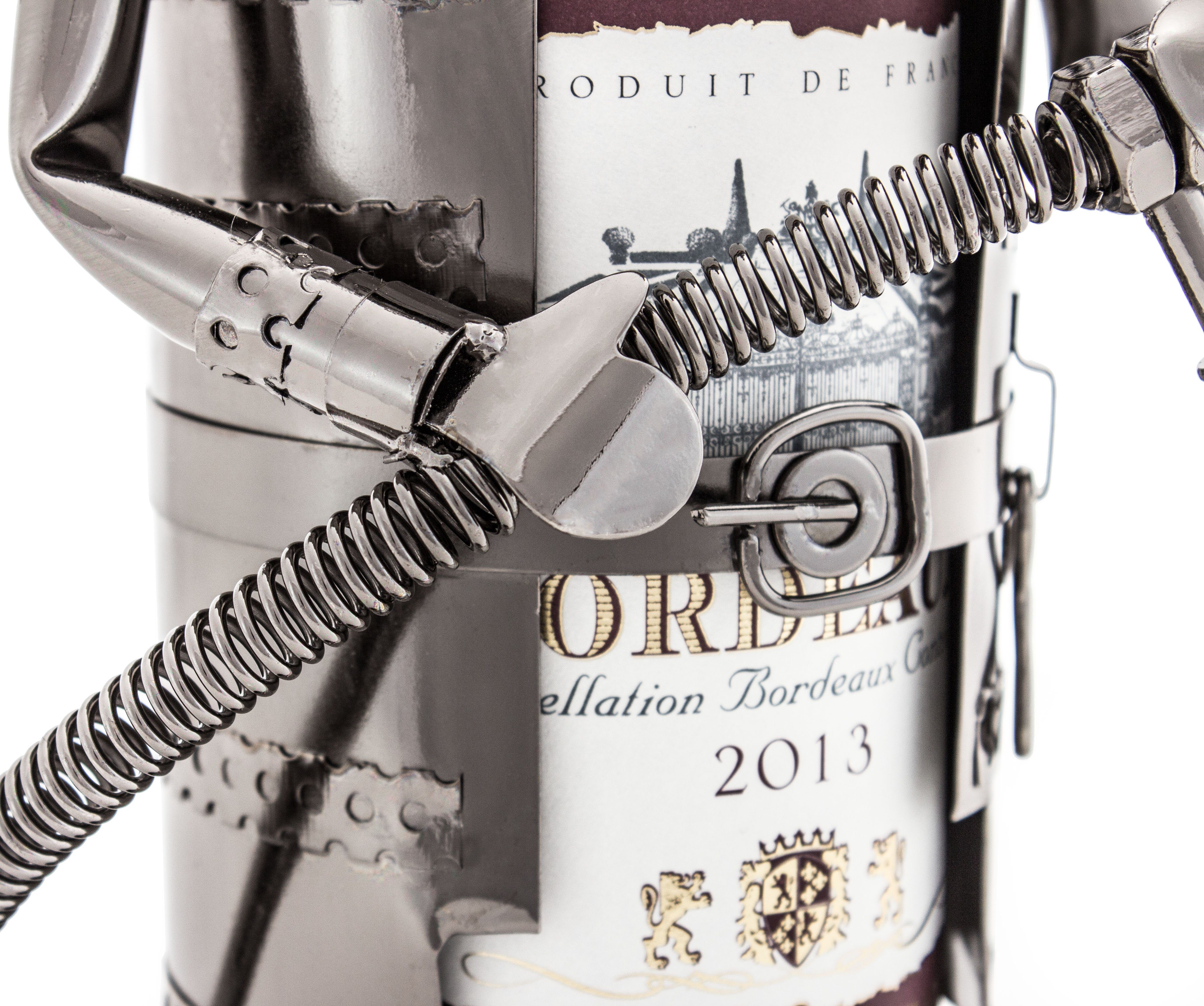BRUBAKER Weinflaschenhalter Feuerwehrmann mit Schlauch Flaschenhalter, (inklusive Grußkarte), Metall Skulptur, Wein Geschenk – Bild 3 von 4