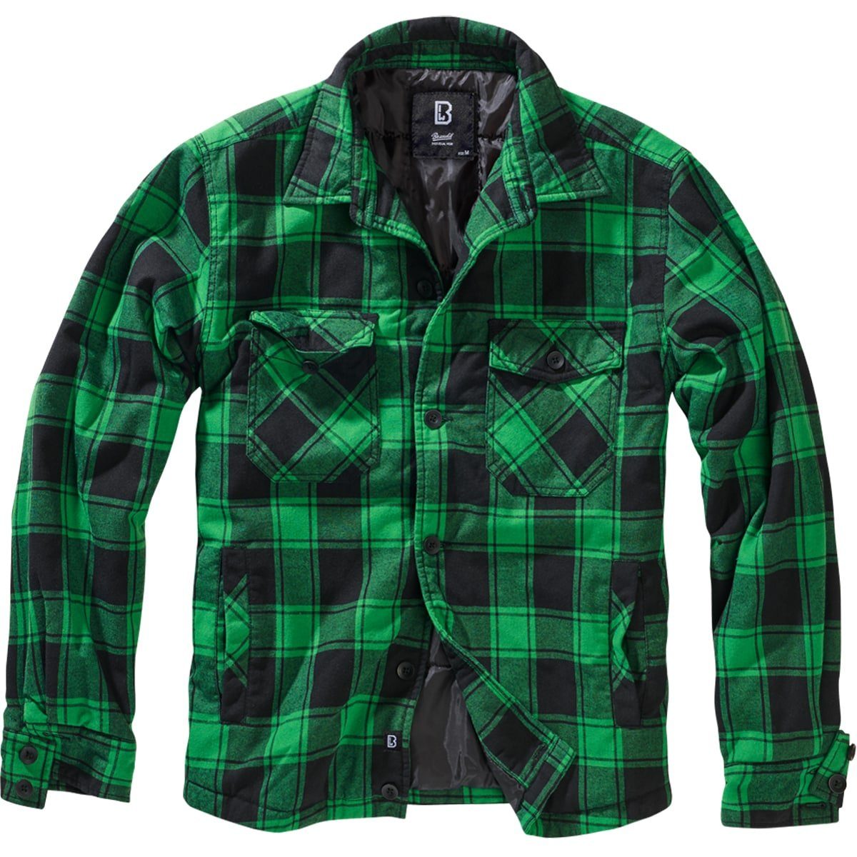 Brandit Outdoorhemd Brandit Check Grün-Schwarz Lumber gefüttert Shirt Gefüttert