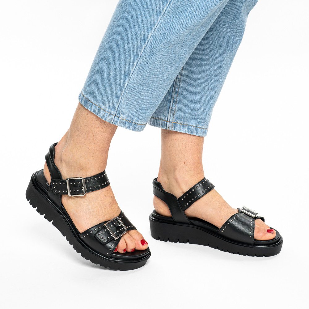 Ara BILBAO Keilsandalette Keilabsatz, Plaeau, Riemchensandale mit Nieten, Weite G (weit)