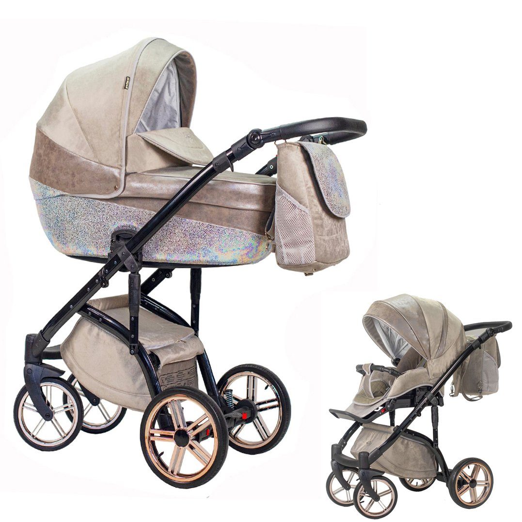 babies-on-wheels Kombi-Kinderwagen 2 Farben 16 Lux in Vip - 1 11 Teile Kinderwagen-Set in - Beige-Dekor