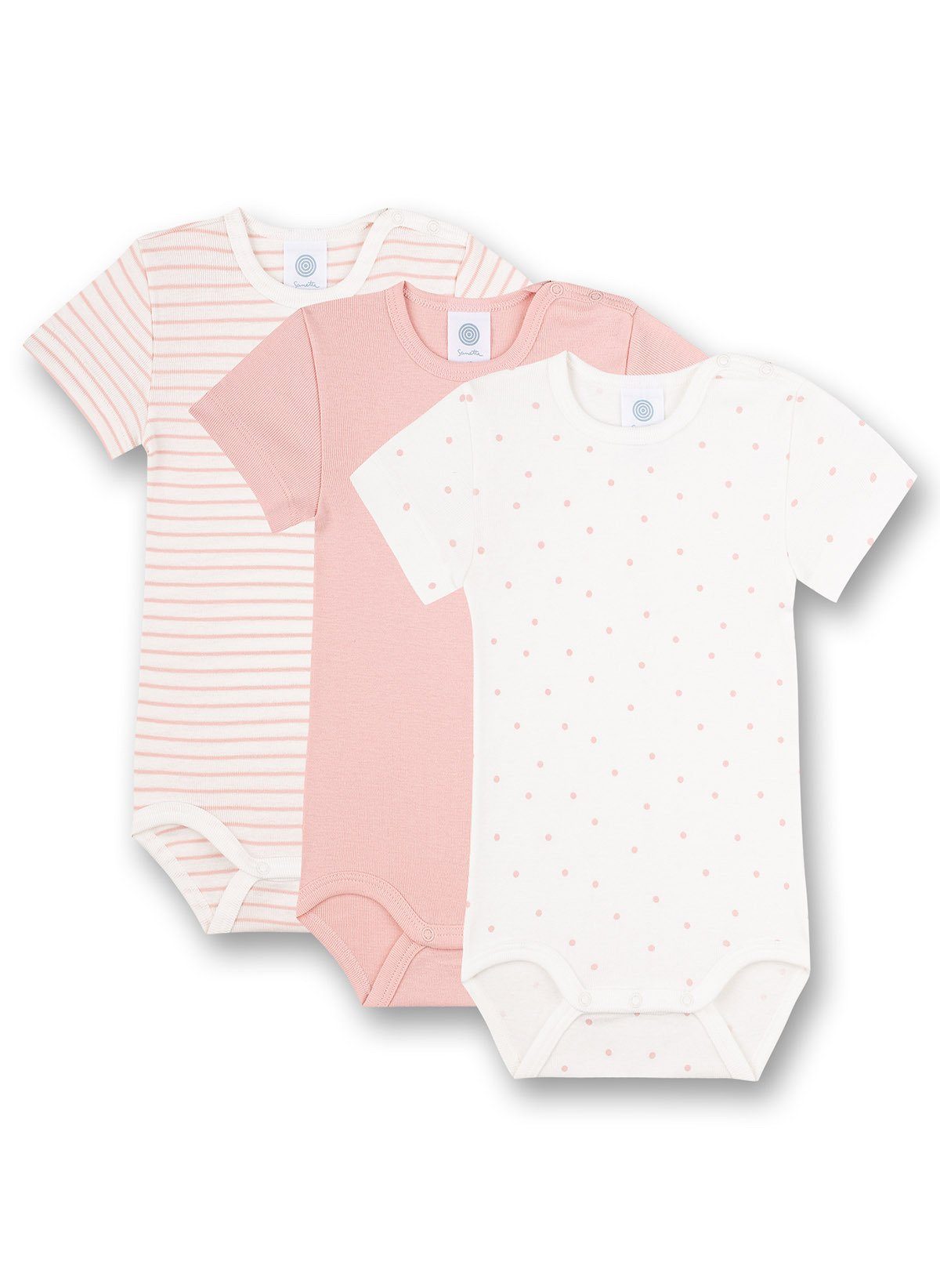 Muster Baby Strampler Strampler Body 3er - Weiß/Rosa Sanetta Kurzarm Pack mit