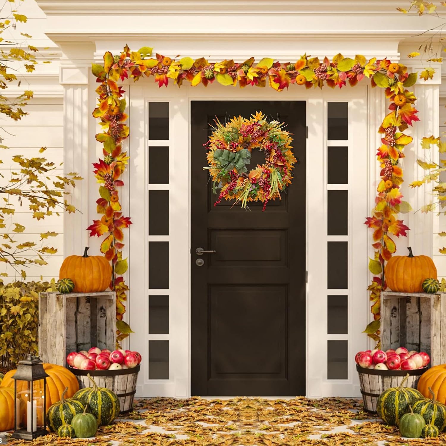 Kunstkranz Herbst Türkranz, Ahornblätter Kürbis Beeren Kranz, Coonoor, Herb günstig online kaufen