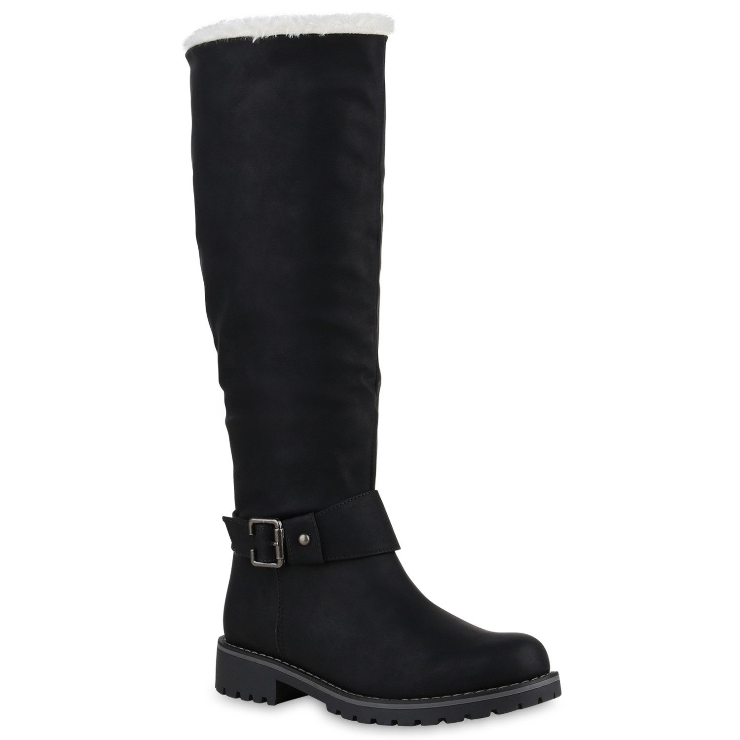 VAN HILL 813736 Stiefel Warm Gefütterte Damen Stiefel Biker Boots Winter Bikerstiefel