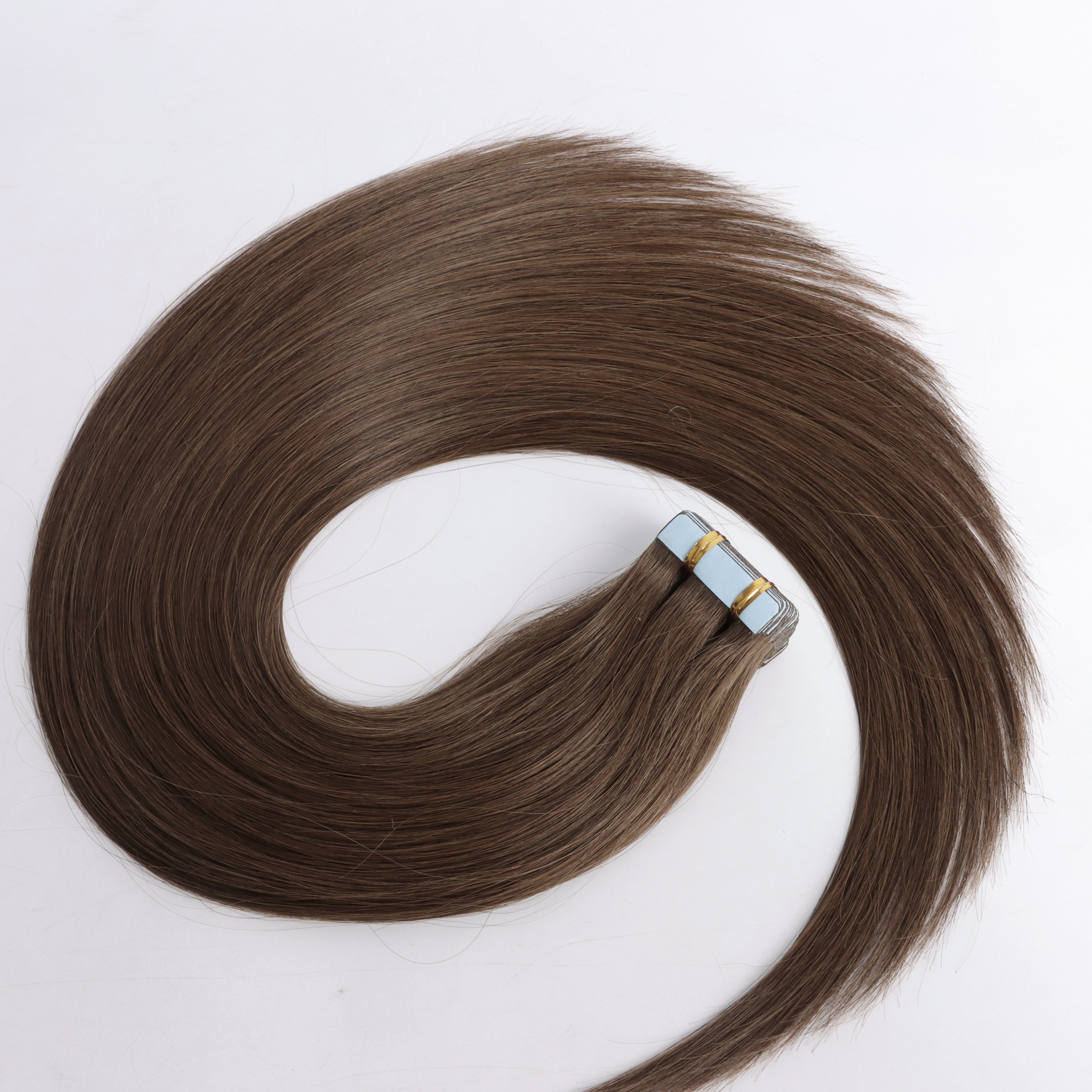 YC Fashion Echthaar-Extension Drawn chestnut-brown-60 Echthaar % Skin-Wefts Remy On-Extension 100 #4 gr, 25 Hair Style Menschenhaar Tape Double cm &