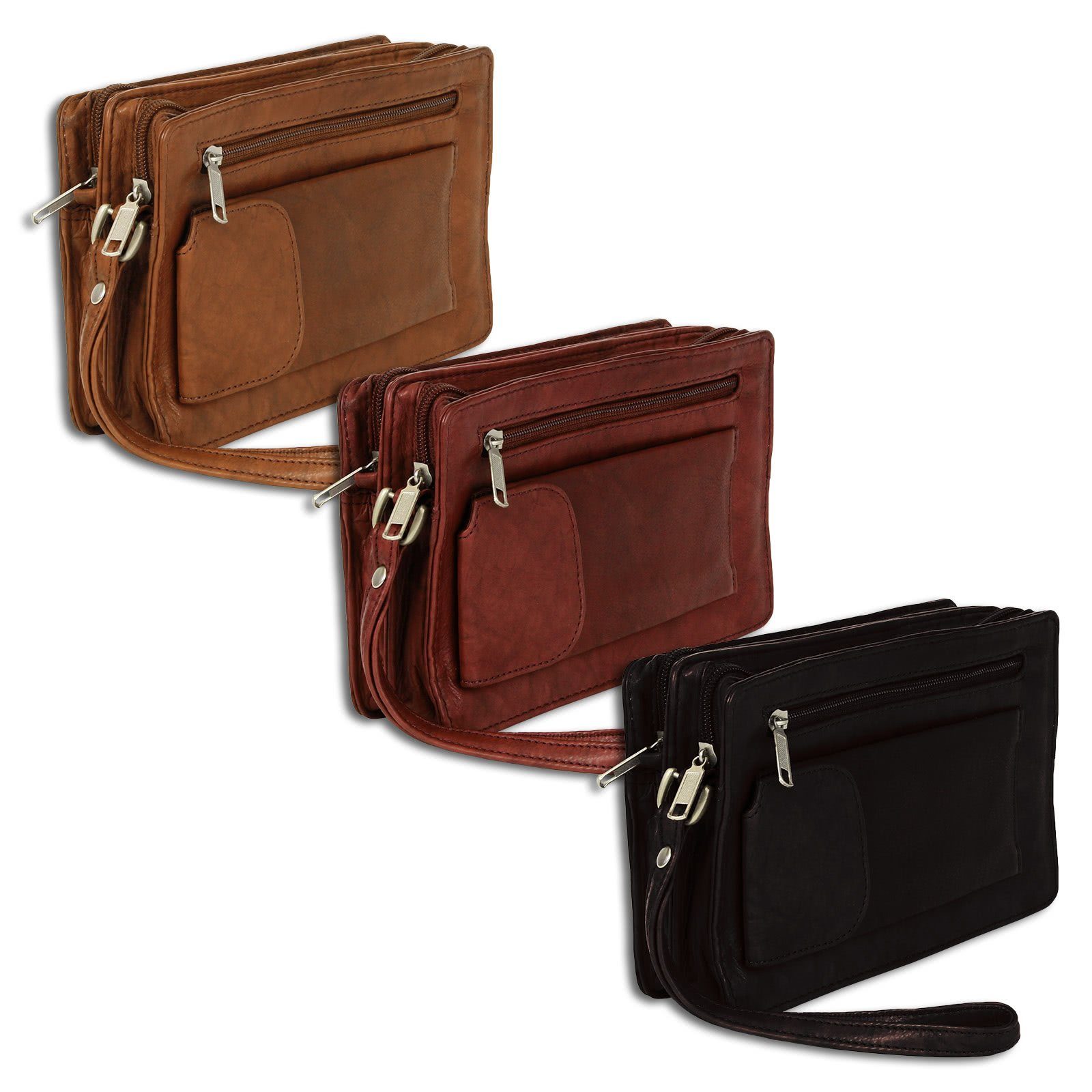 DrachenLeder Handgelenktasche OTJ512X DrachenLeder Handgelenktasche verschiedene (Handgelenktasche), Handgelenktasche Leder, tan, braun ca. 20cm x ca. 12cm