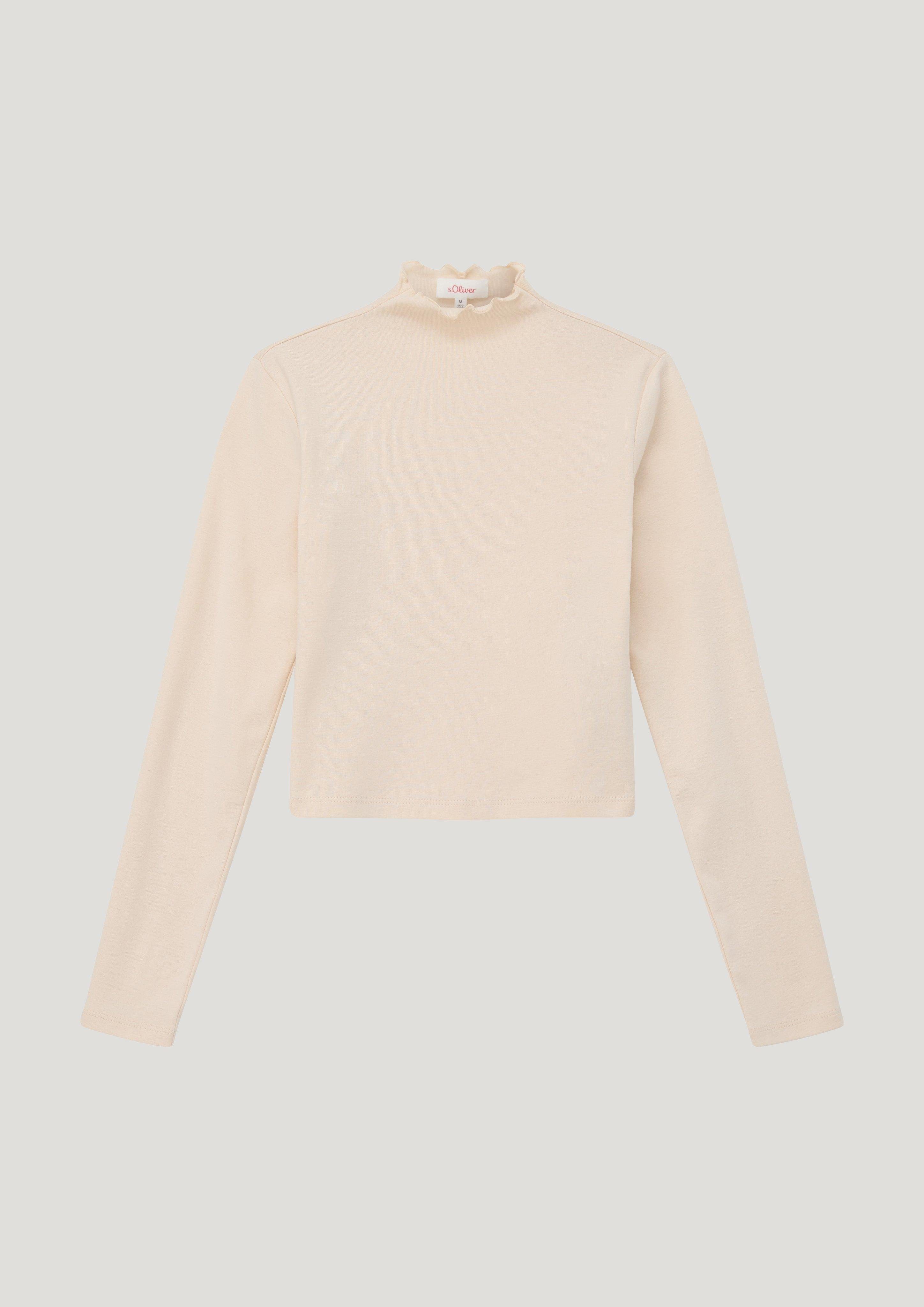 s.Oliver Langarmshirt Langarmshirt mit Turtleneck Bogenkante helles sand