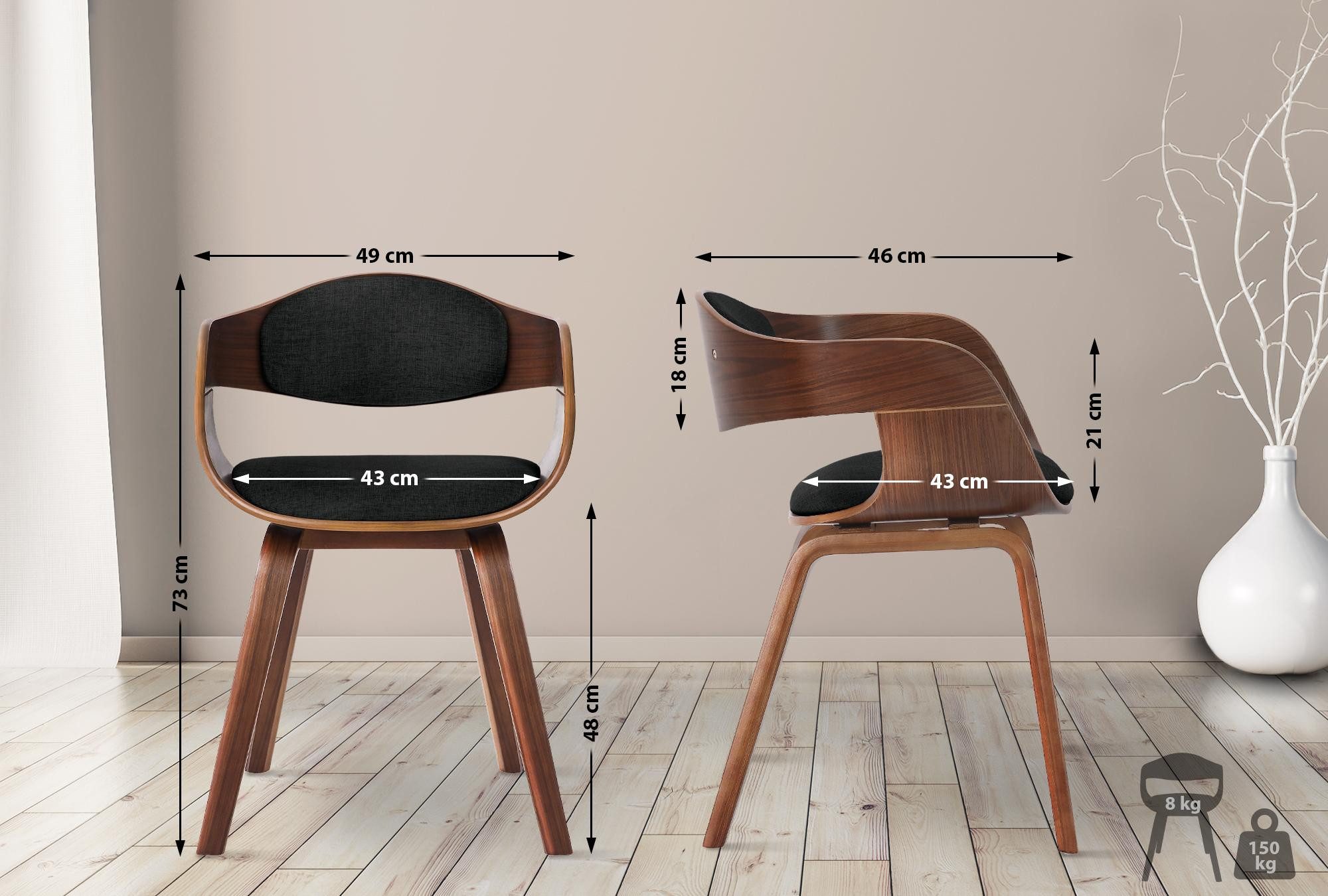 CLP Esszimmerstuhl Kingston Stoff (2er Set), günstig online kaufen