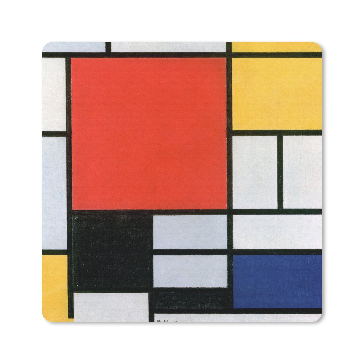 MuchoWow Mauspad Kunst - Mondrian - Alte Meister - Komposition 2 (1-St), Mousepad, Schreibtisch Zubehör, Deko, 20x20 cm