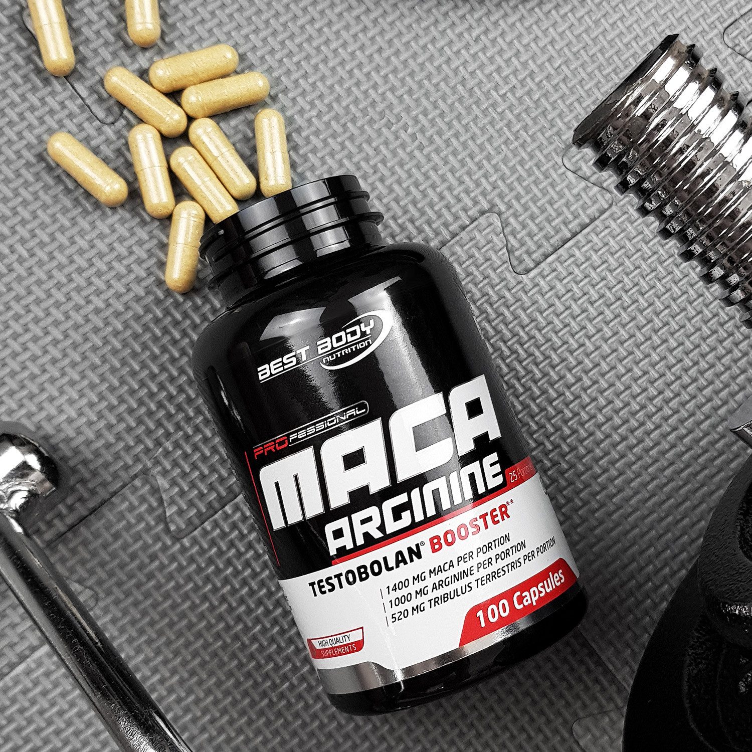 Best Body Nutrition Professional Maca Arginine Testobolan Booster - 100 Stück/Dose Kapsel, 92.7 g