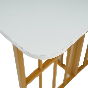 KLAM HOME Esstisch Küchentisch Esszimmertisch (Set, mit Metallbeinen, Stauraum unter dem Tisch), 160x80x78 cm Esstisch Freizeittisch aus Massivholz modernes Design