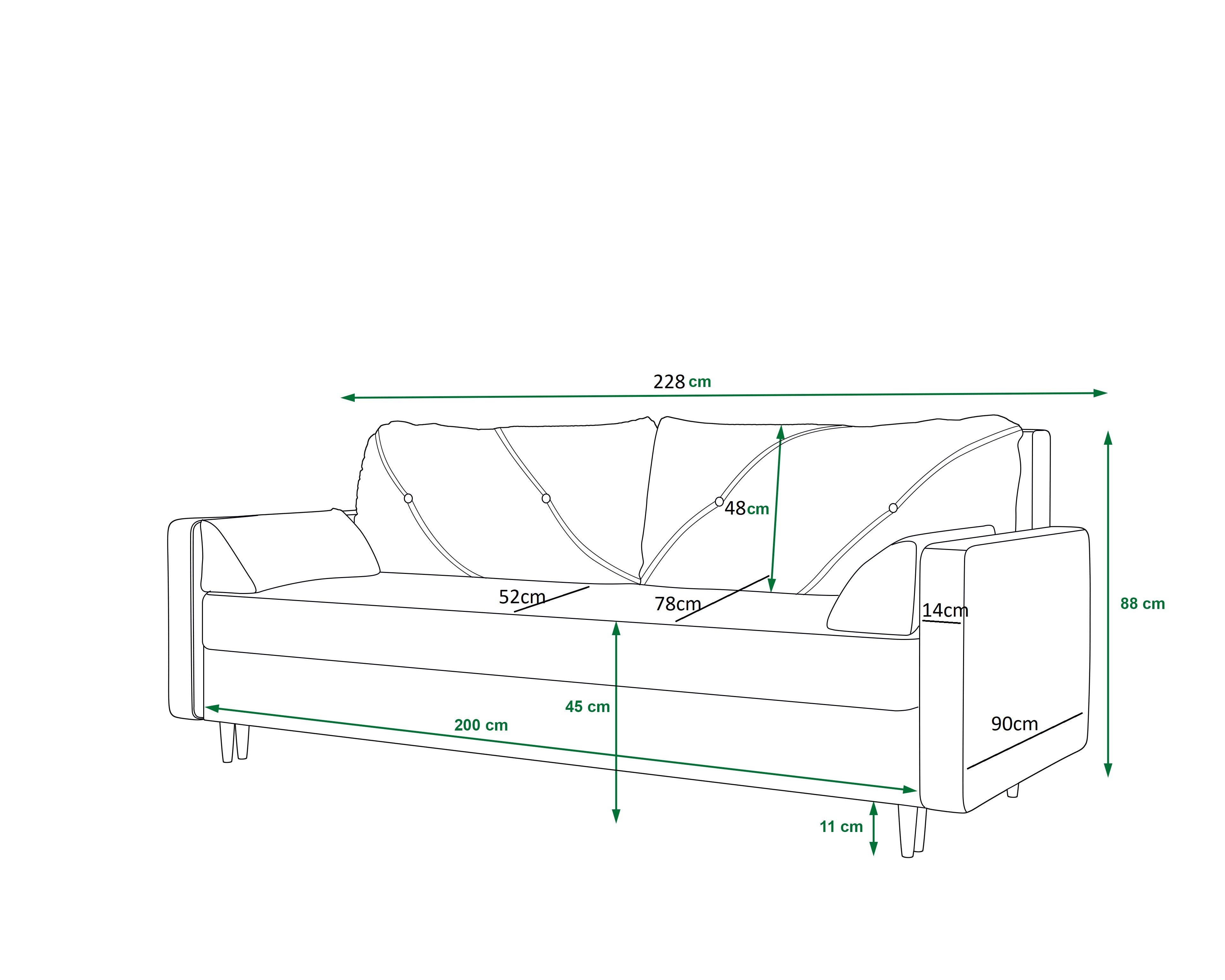 Schlafsofa, COUCH Bettkasten SOFA, und Sofa ASTRA Dunkelgrün mit pressiode Schlaffunktion