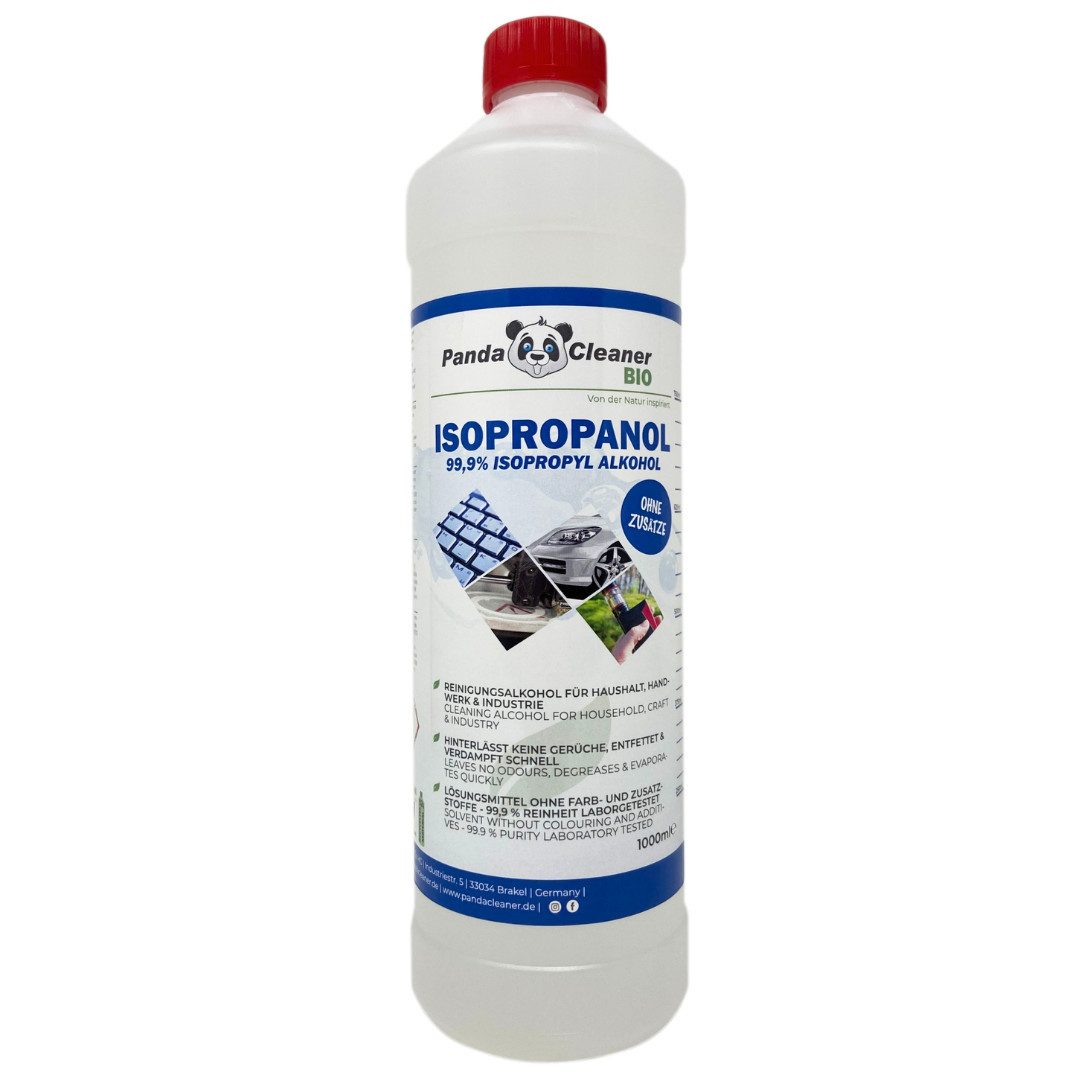 PandaCleaner Isopropanol - Isopropylalkohol - Für Haushalt, Handwerk & Industrie Reinigungsalkohol (1-St. 1000ml Rückstandslose Reinigung)