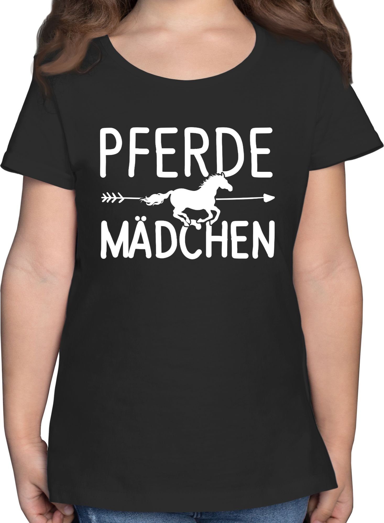 Shirtracer T-Shirt Pferde Mädchen - Pferdemädchen Pferd 2 Schwarz