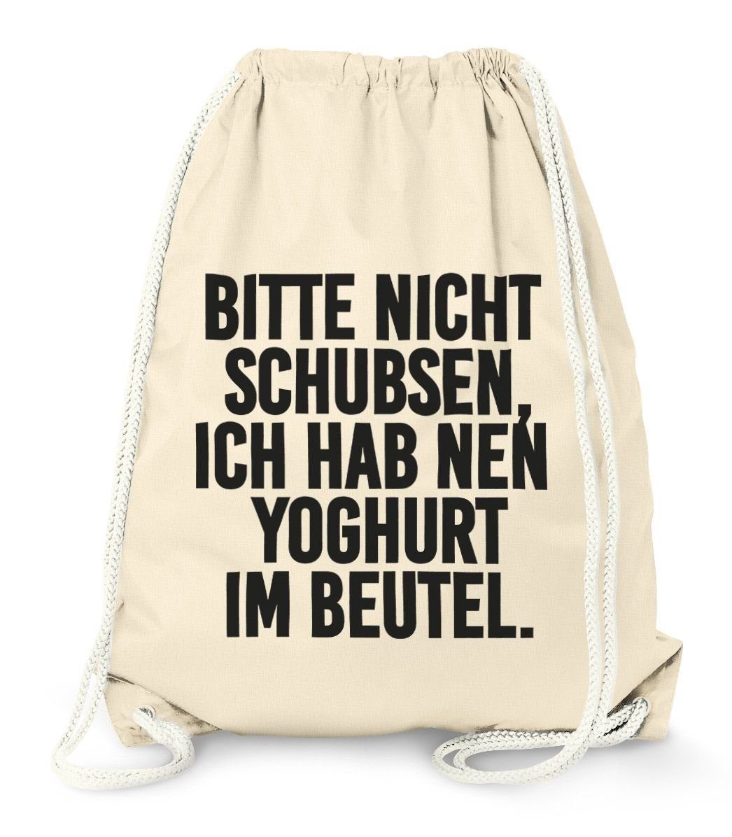 MoonWorks Turnbeutel Turnbeutel, Bitte nicht schubsen ich hab nen Joghurt im Beutel, Moonworks®