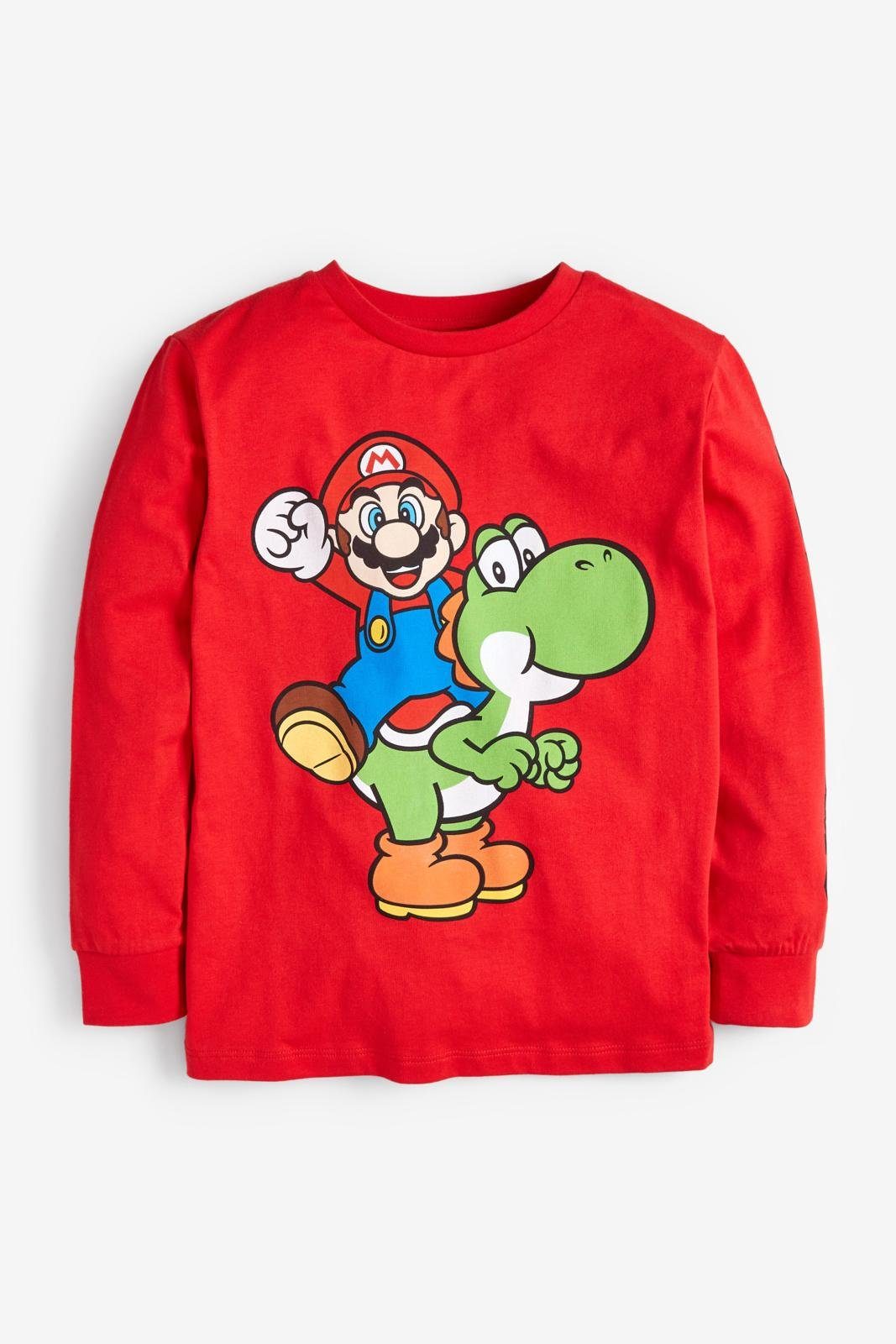 Next (1-tlg) Gaming Yoshi T-Shirt Red and Lizenziertes Mario Langarmshirt