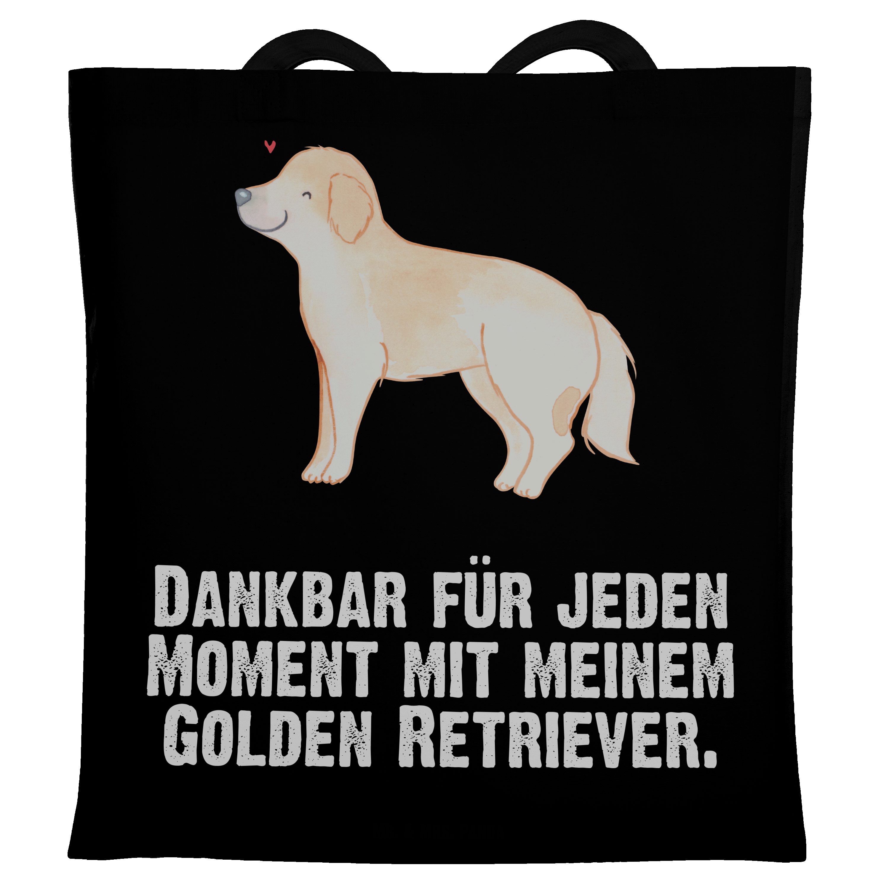 Mr. & Mrs. Panda Tragetasche Golden Retriever Moment - Schwarz - Geschenk, Hund, Einkaufstasche, T (1-tlg)