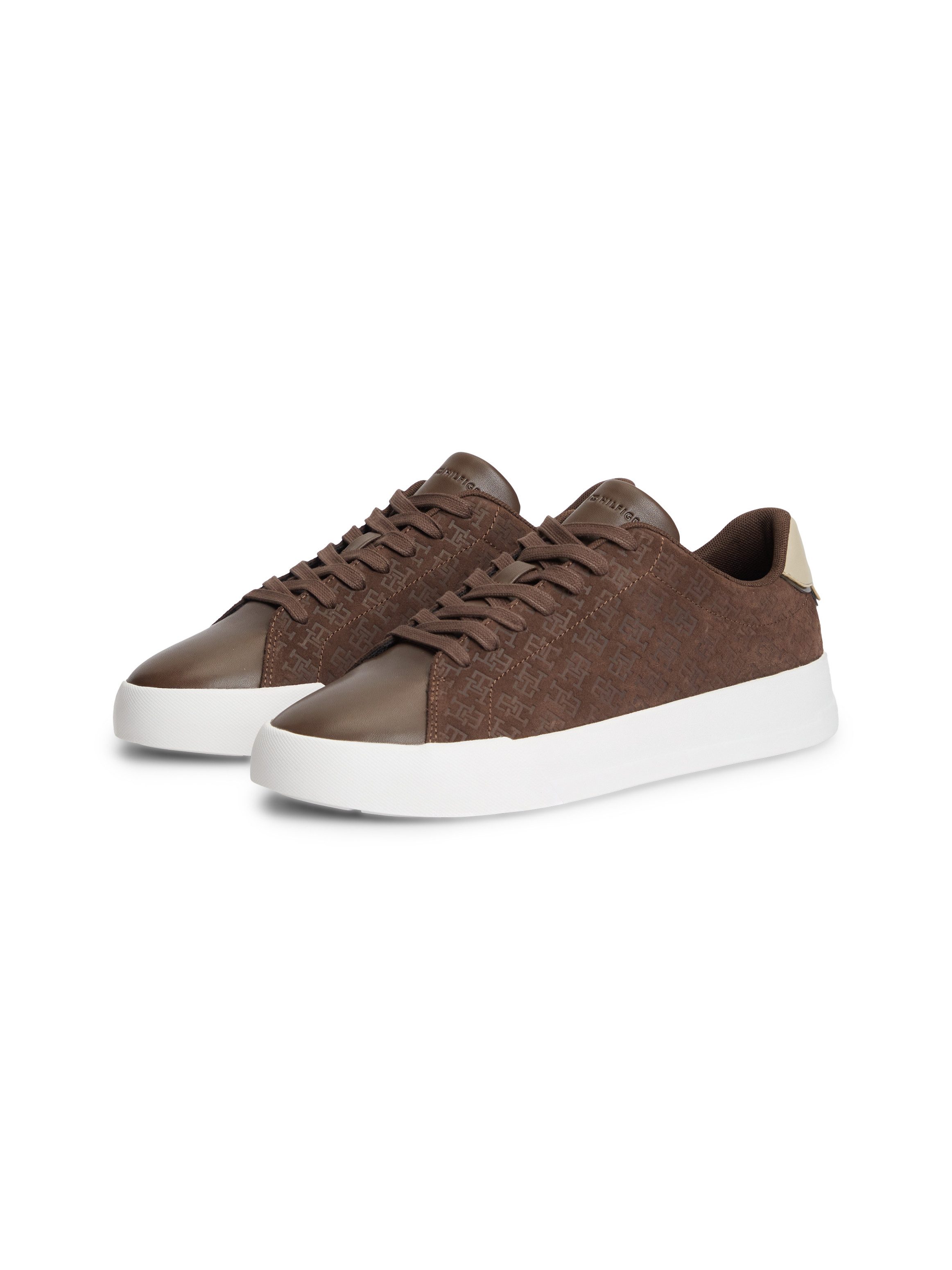 Tommy Hilfiger TH COURT LTH MIX MONOGRAM Sneaker Freizeitschuh, Halbschuh, Schnürer mit TH-Allover-Prägung