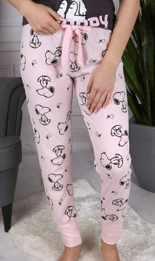 Sarcia.eu Pyjama Snoopy und die Peanuts Damen-Kurzarm-Pyjama, lange Hose