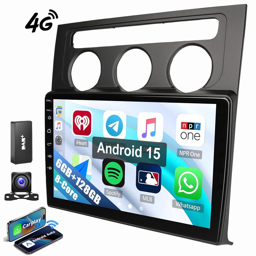 ESSGOO 6+128GB Für VW Touran 1T1 1T2 1T3 03-10 Android 15 8-Kern Autoradio (RDS, Digitalradio (DAB), FM, AM, Carplay Android Auto Navi 4G LTE WIFI 8-Kern)