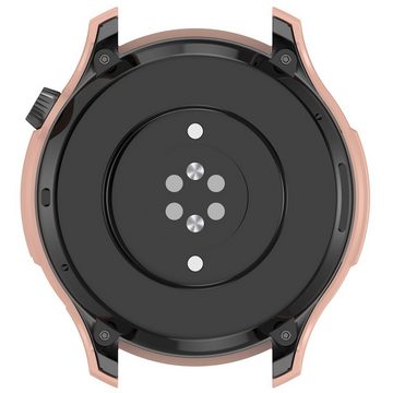 Wigento Smartwatch-Hülle Für Amazfit GTR 4 Schutzhülle PC gehärtetes Glas Rosa Hülle Case Cover