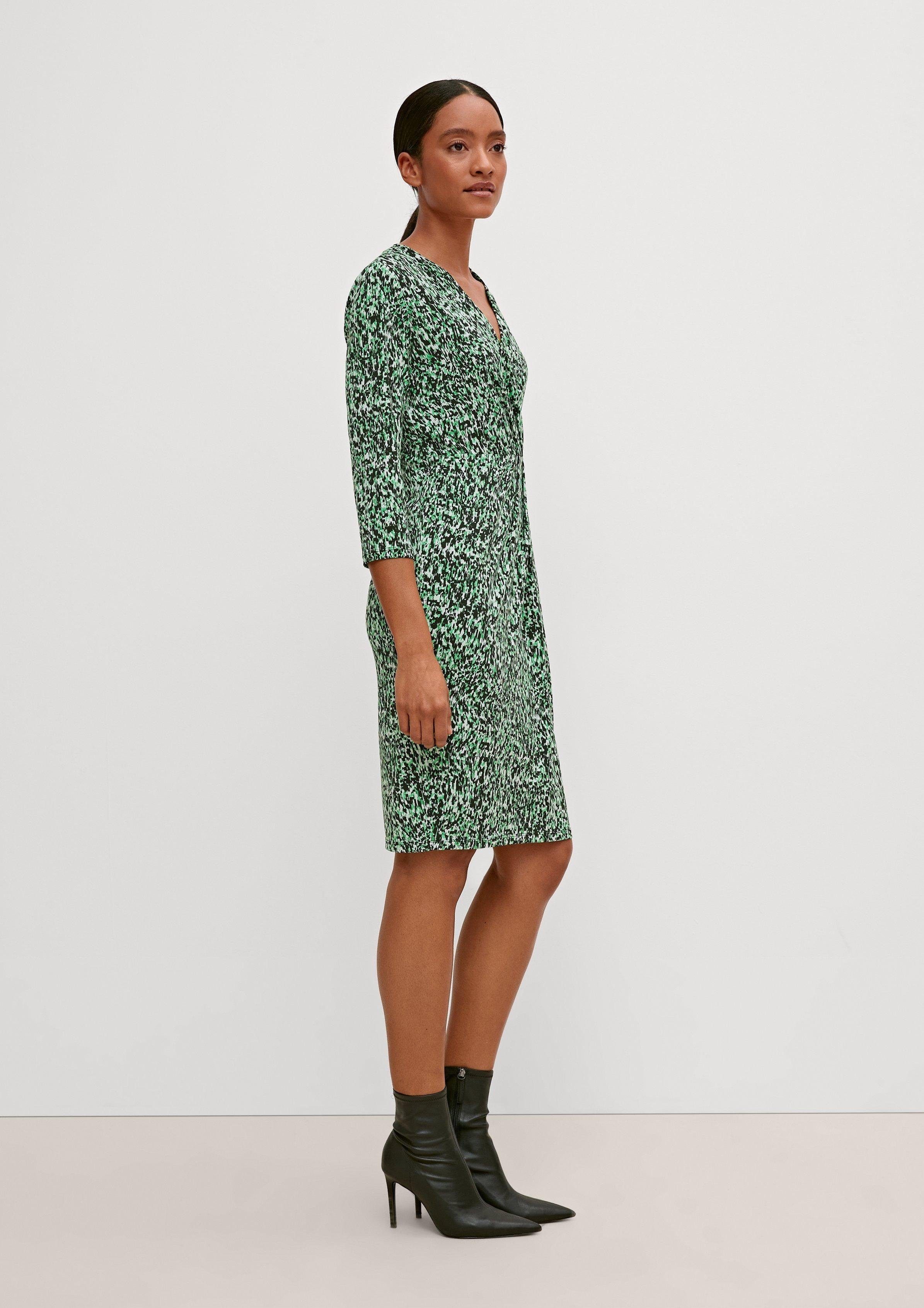 Comma Minikleid Kleid mit Raffung Ziernaht Raffung, grün