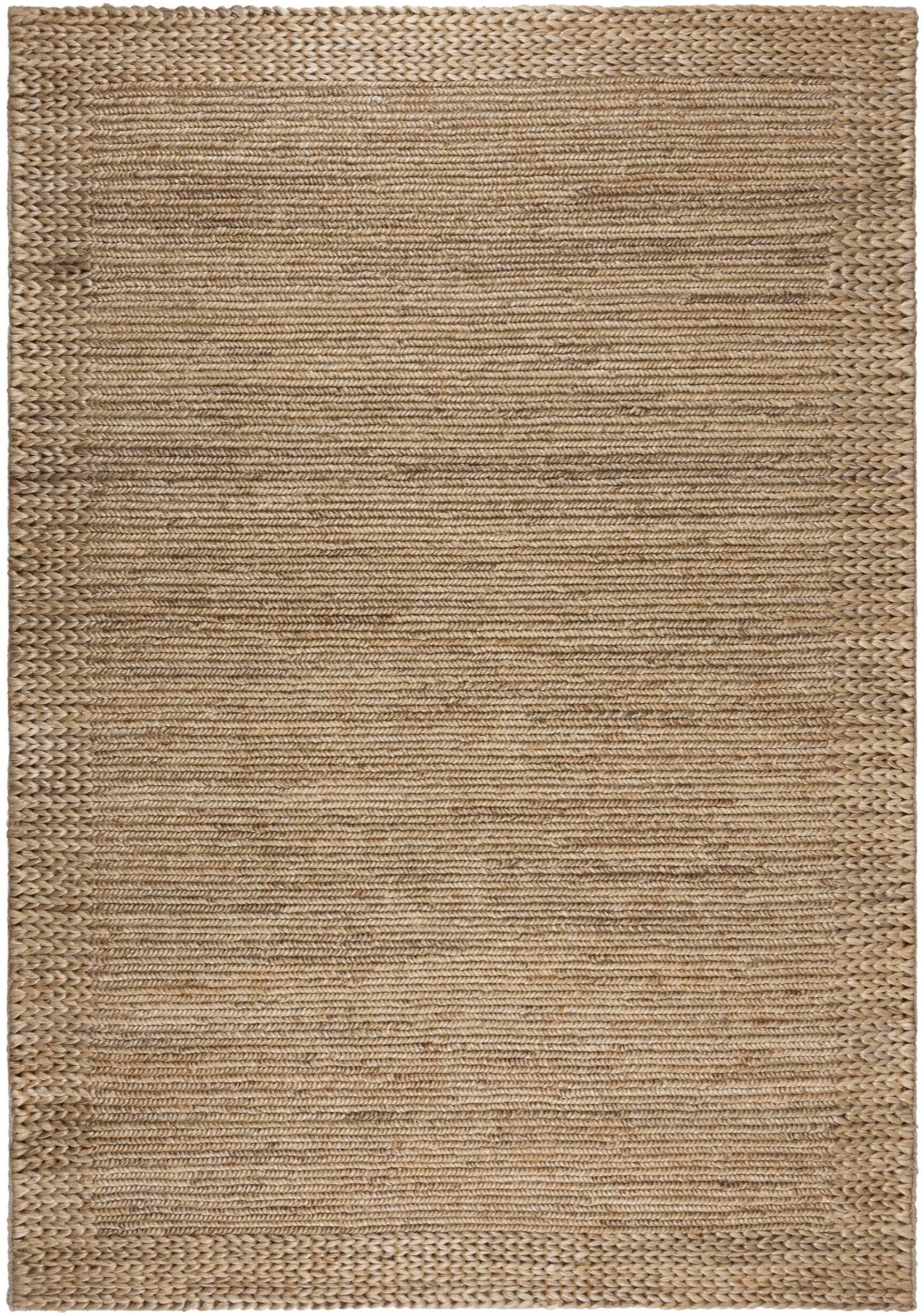 FLAIR RUGS Teppich Drew mit Bordüre, handgewebt, aus Jute, Soumak-Handflechttechnik, rechteckig, Höhe: 3 mm, schöne Sisaloptik, Wohnzimmer, Schlafzimmer, Esszimmer