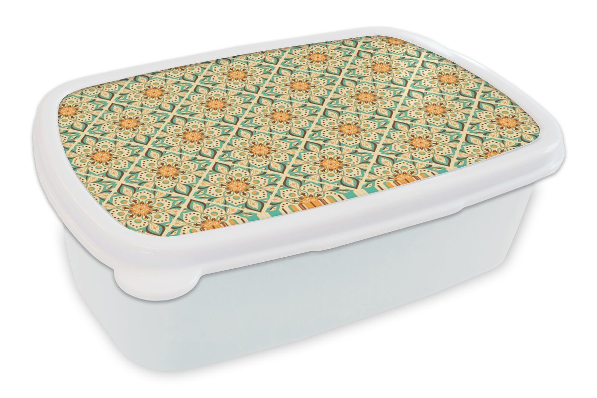 und Brotbox Muster Erwachsene, Mandala (2-tlg), Jungs Boho weiß und Mädchen Lunchbox - - Kunststoff, für MuchoWow für Blumen, - Brotdose, Kinder