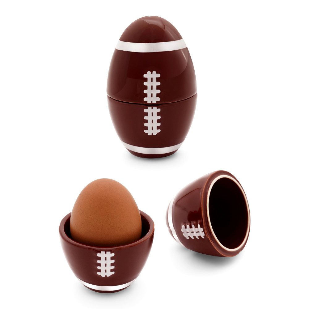40YARDS Eierbecher American Football Eierbecher aus Keramik mit Deckel, Eierbecher aus Keramik mit Deckel