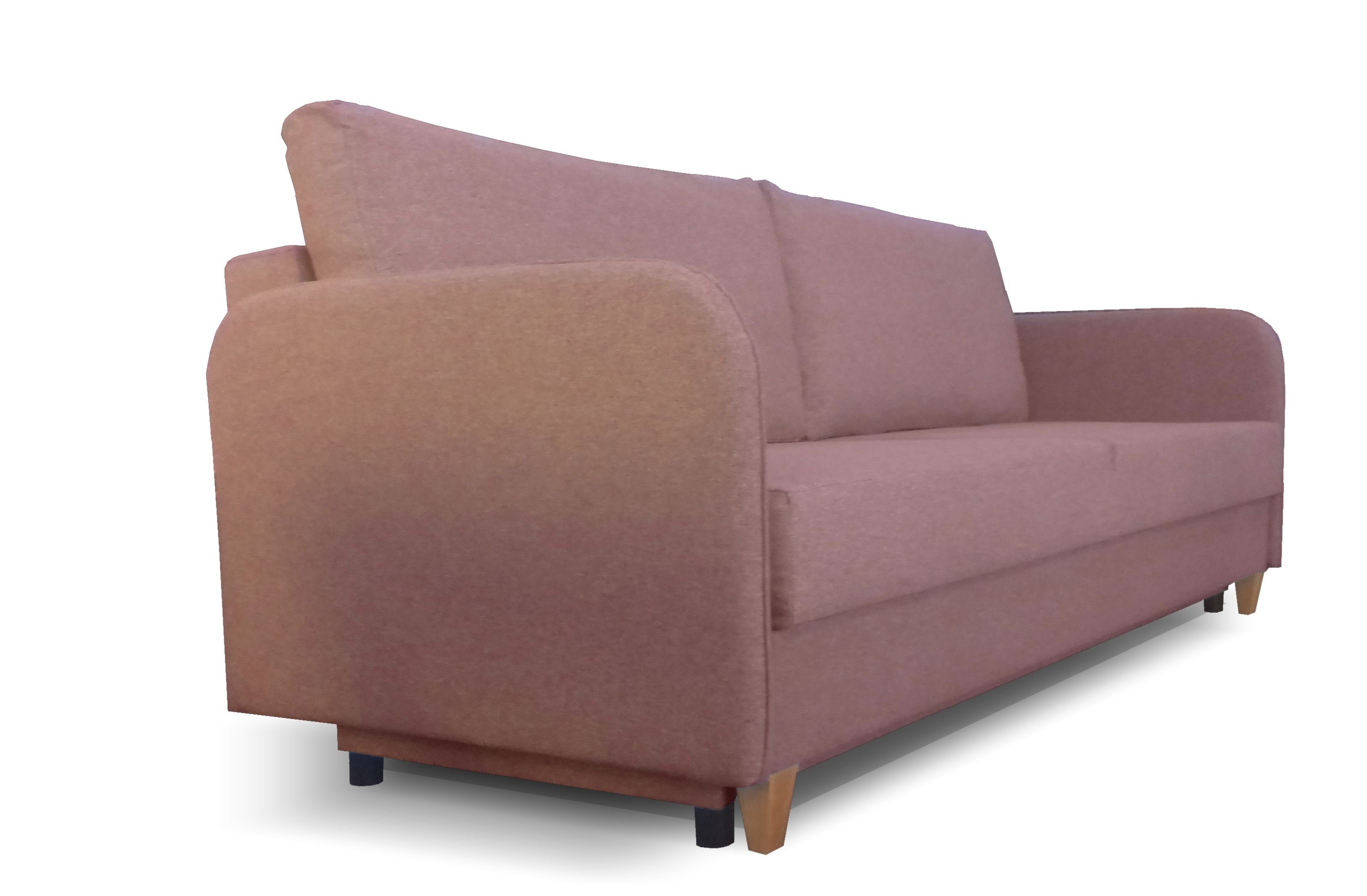 Siblo 3-Sitzer Ausziehbares Dreisitziges Sofa Pablo Schlaffunktion mit Bettzeugbehälter Rosa - Dreisitzer-Sofa 
