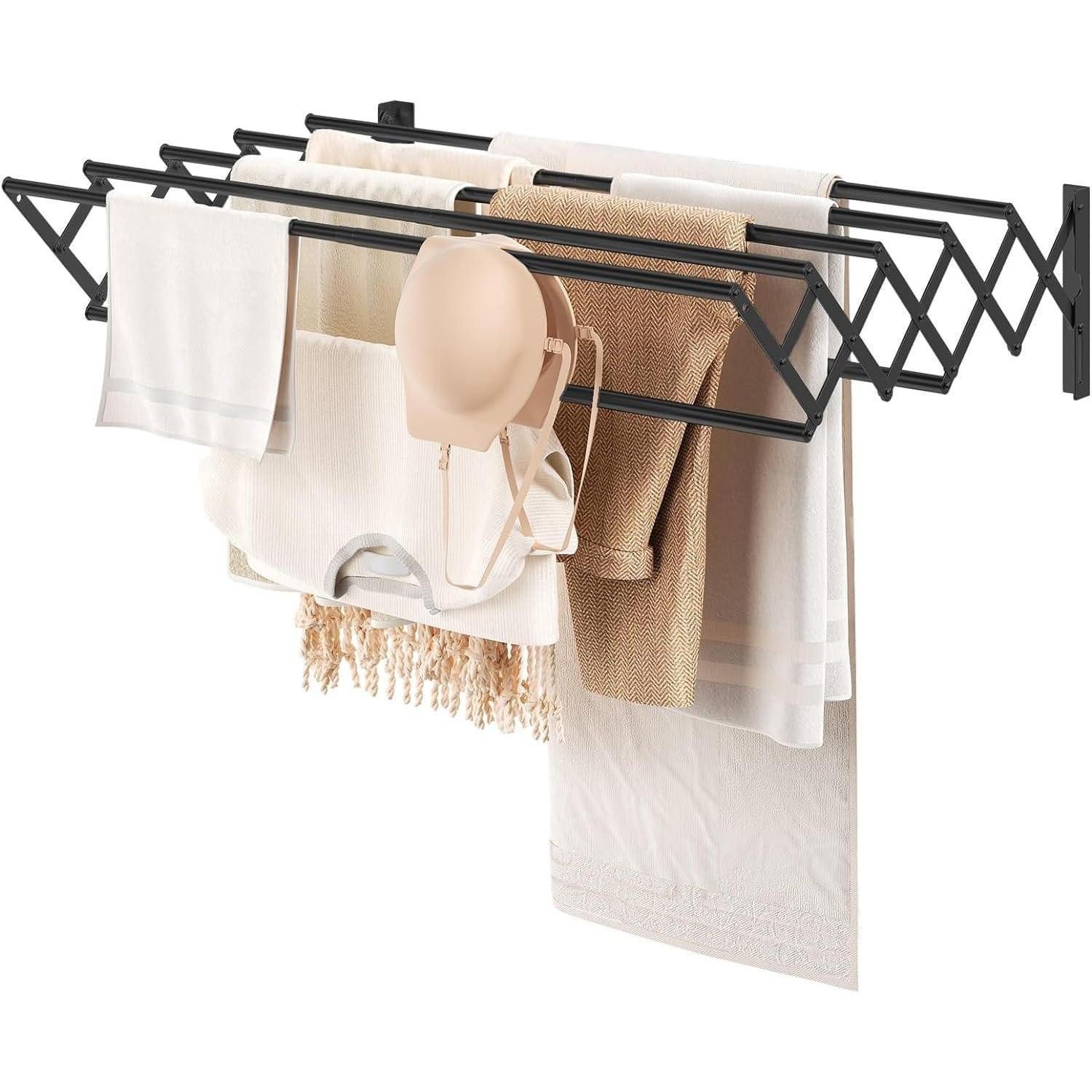 LuxusKollektion Wandwäschetrockner Wäscheständer Wandmontage ausziehbar 7 Stangen platzsparend Bad 80cm