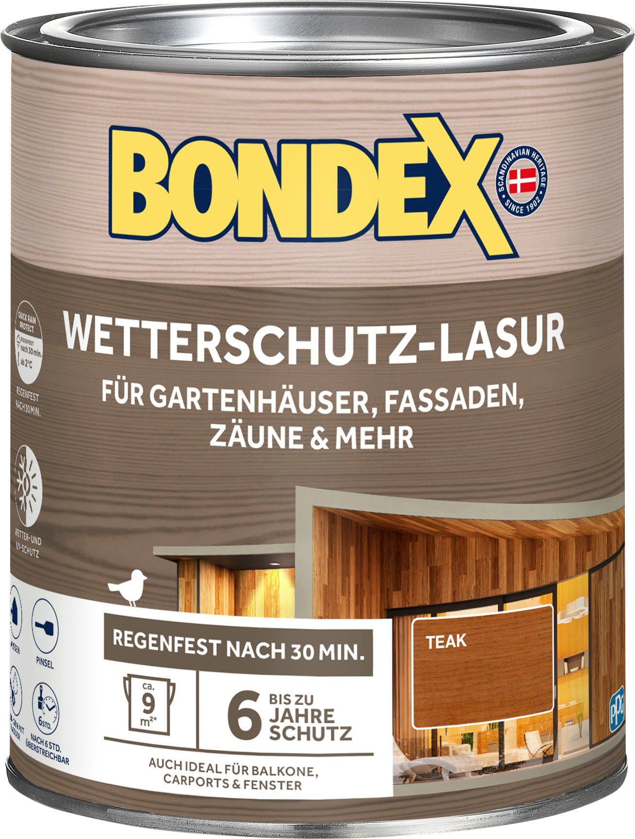 Holzschutzlasur Teak, Bondex transparent Semi Wetterschutzlasur, braun