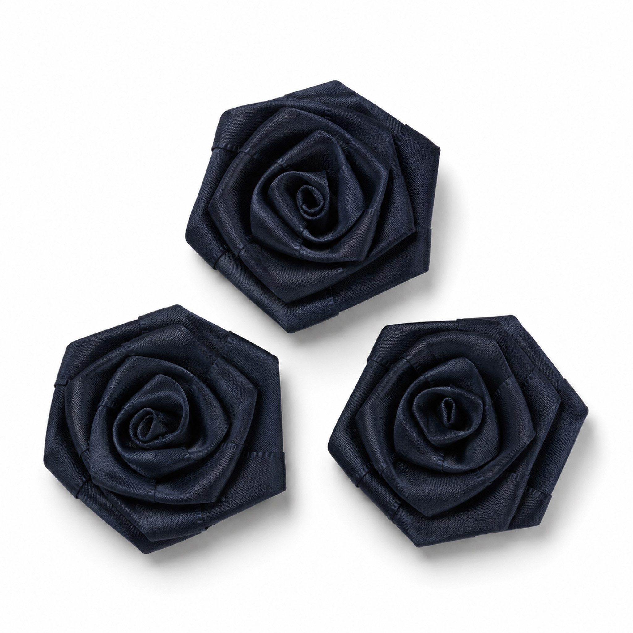Creativery Streudeko, Satinrosen 6cm zum Basteln & Aufnähen 3 Stück Schwarz