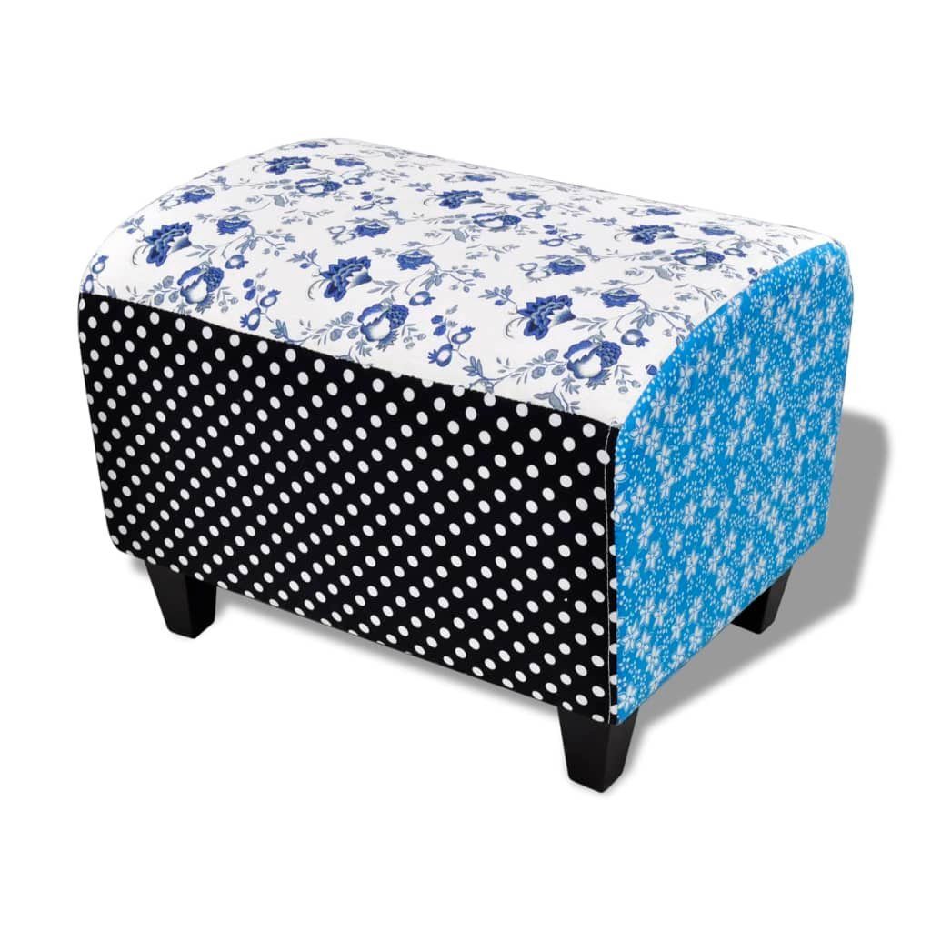 vidaXL Диван Fußhocker Patchwork Blau & Weiß (1 St)