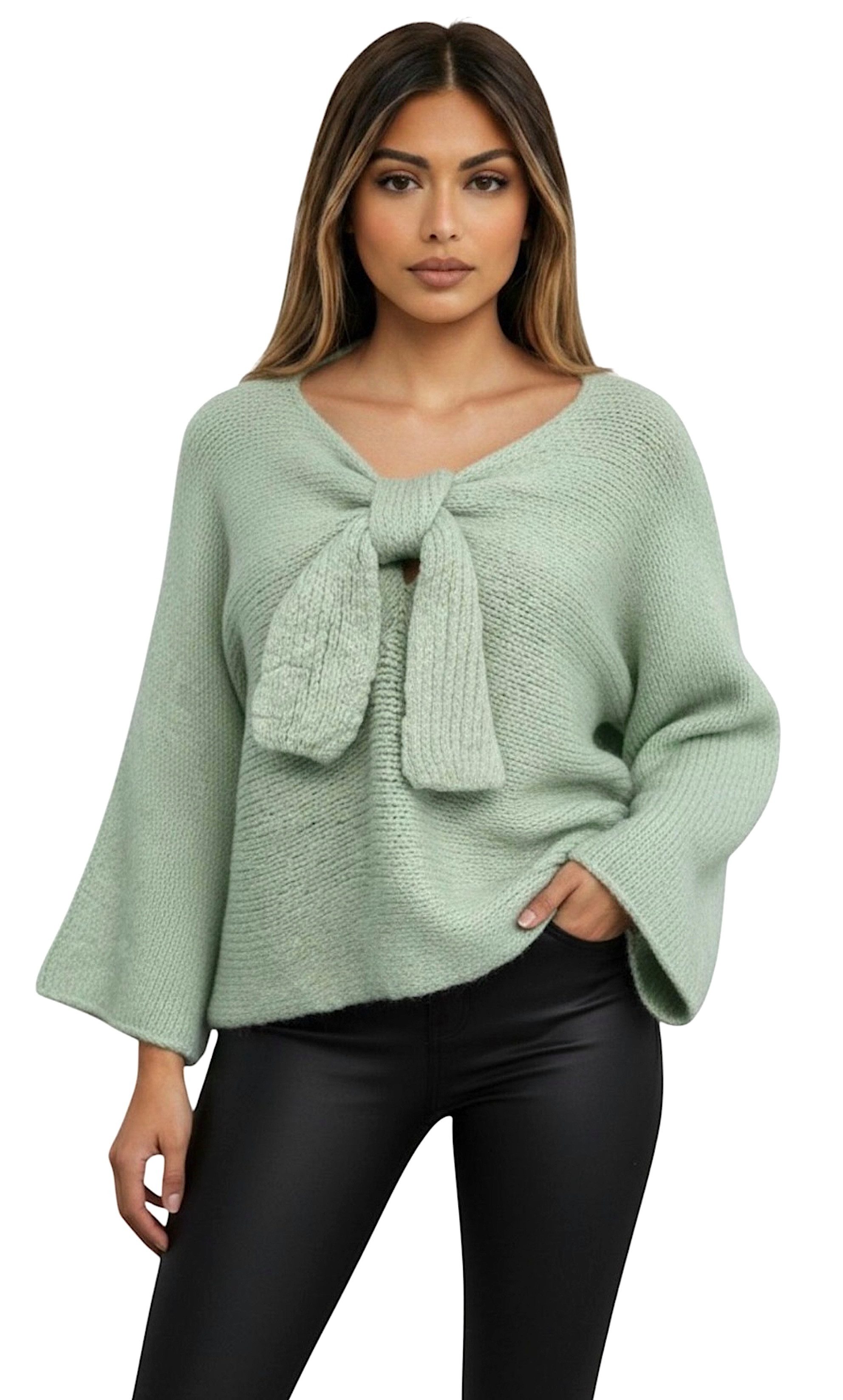 Worldclassca Cardigan WORLDCLASSCA Damen Oversize Cardigan Strickjacke mit Schleife Fashion Neue Kollektion - Stilvolle und gemütliche Strickmode für Damen