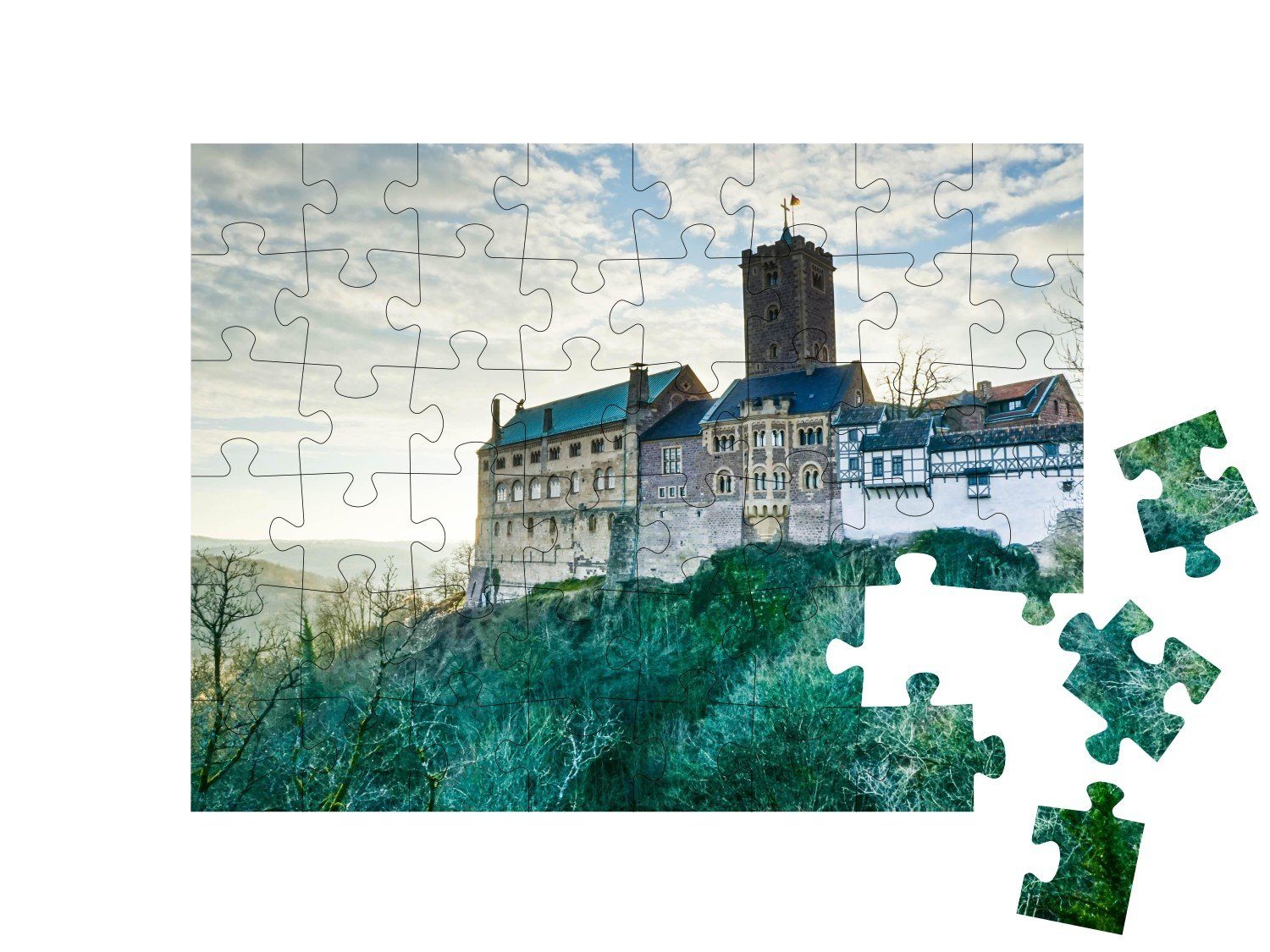 Eisenach, Puzzleteile, puzzleYOU-Kollektionen Puzzle Wartburg, puzzleYOU 48 UNESCO-Weltkulturerbe, Deutschland