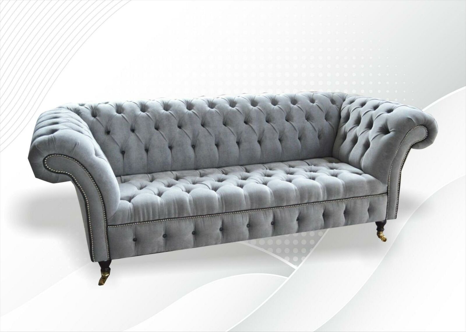 Polstermöbel Europe in Made Chesterfield graue Luxus JVmoebel Couch 3-Sitzer Chesterfield-Sofa Neu,