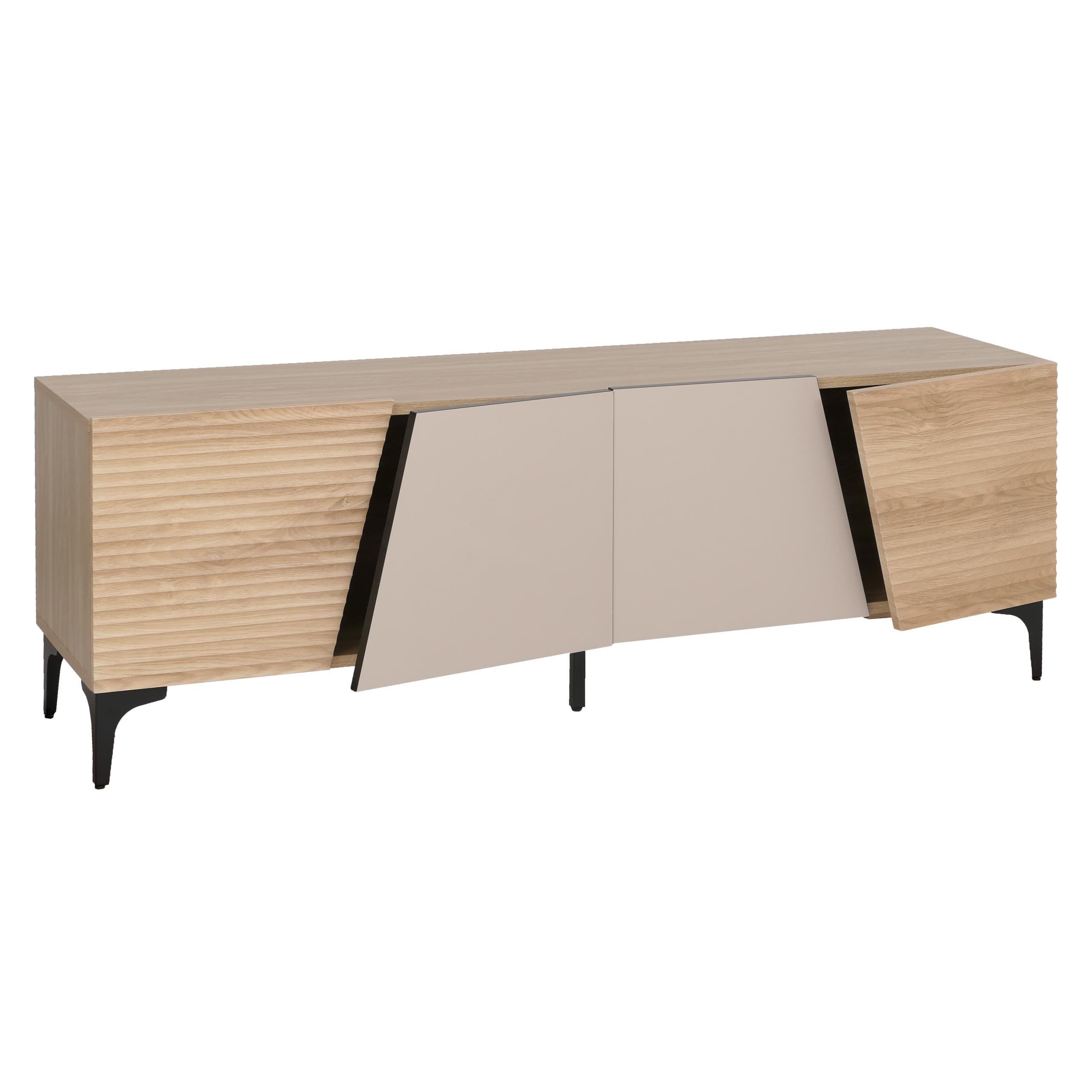 MCW TV-Rack MCW-Q83, Dekorative Kombination aus strukturierten und glatten Fronten