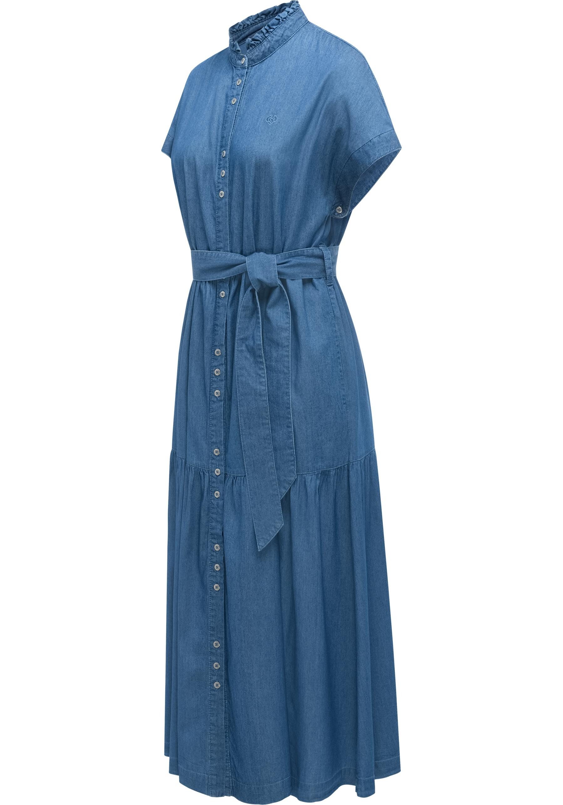 Ragwear Maxikleid Liora Denim (1-tlg) Wadenlanges Jeanskleid mit Bindeband günstig online kaufen