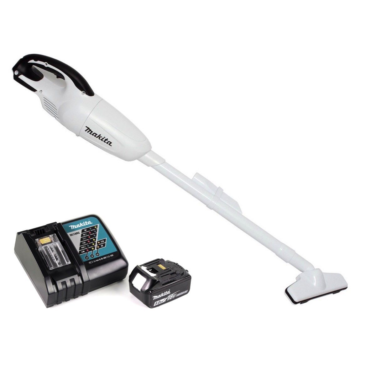 Thumbnail - Makita Staubabsauger DCL 180 RT1 W Akku Staubsauger 18 V Weiß + 1x Akku 5,0 Ah + Ladegerät