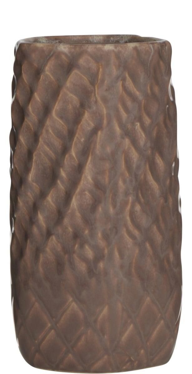 INNA-Glas Dekovase Vase Davine aus Keramik, Maserung, Terracotta, 20cm, Ø11cm