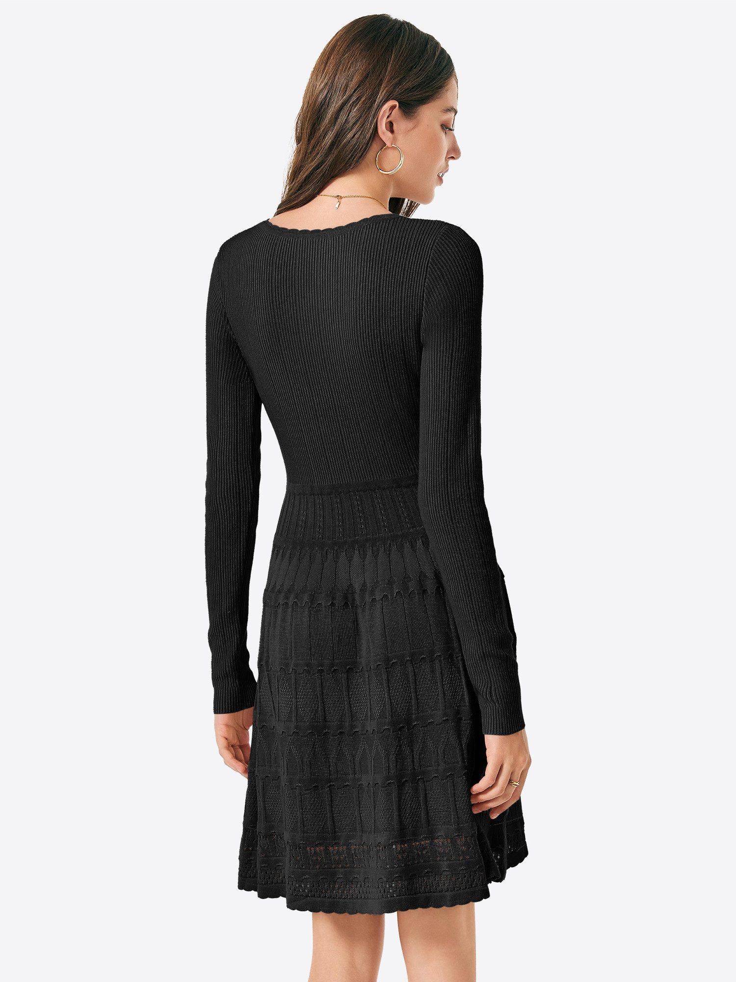 Imily Bela Strickkleid Damen Kurzes A-Linien-Kleid mit Rundhalsausschnitt (Packung, 1-tlg., 1per-Pack) casual