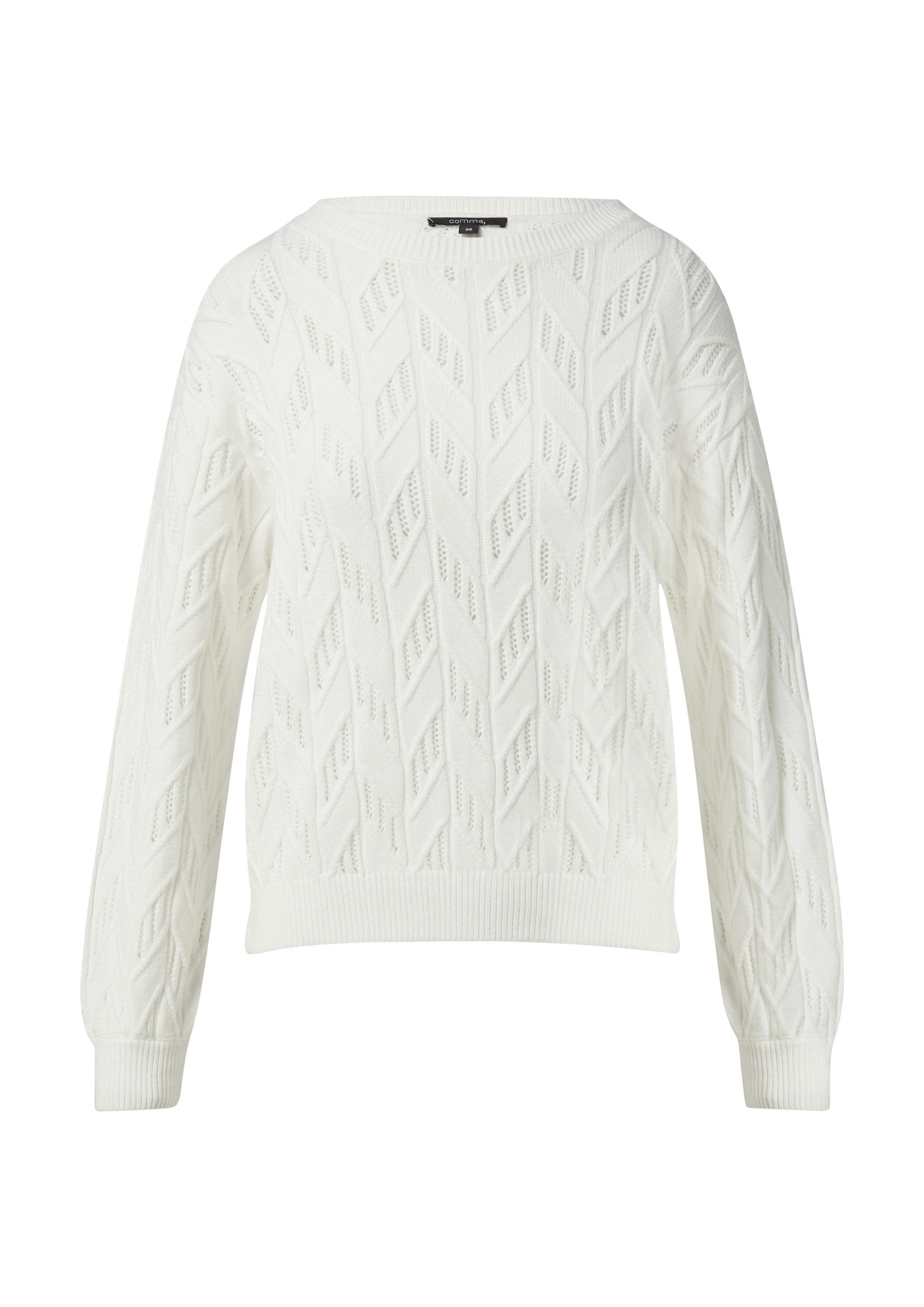 comma Longpullover Strickpullover Relaxed-Fit-Strickpullover mit Strukturmuster