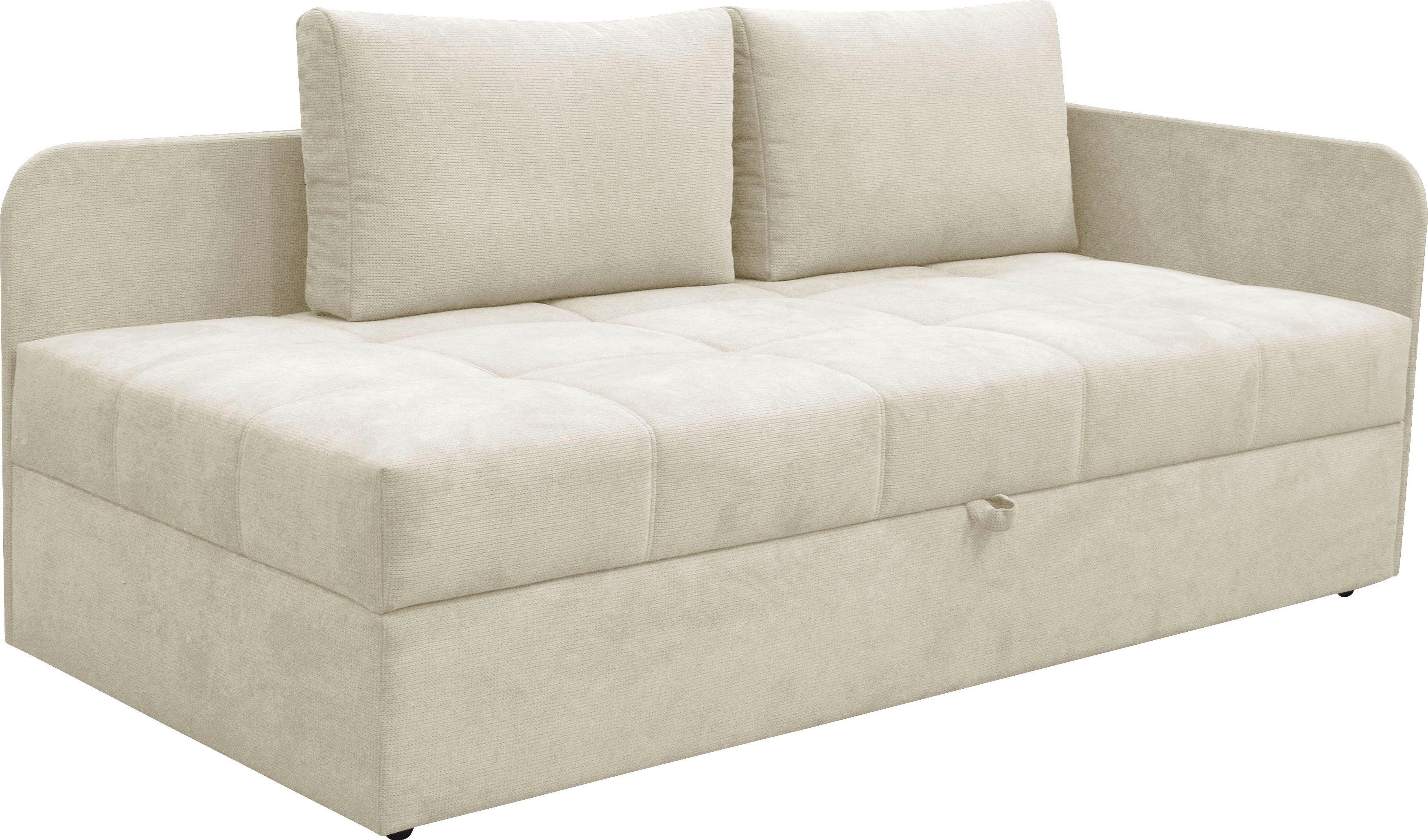 alina Schlafsofa Marla, inkl. Stauraum & 2 Rückenkissen, Armlehne wahlweise links oder rechts