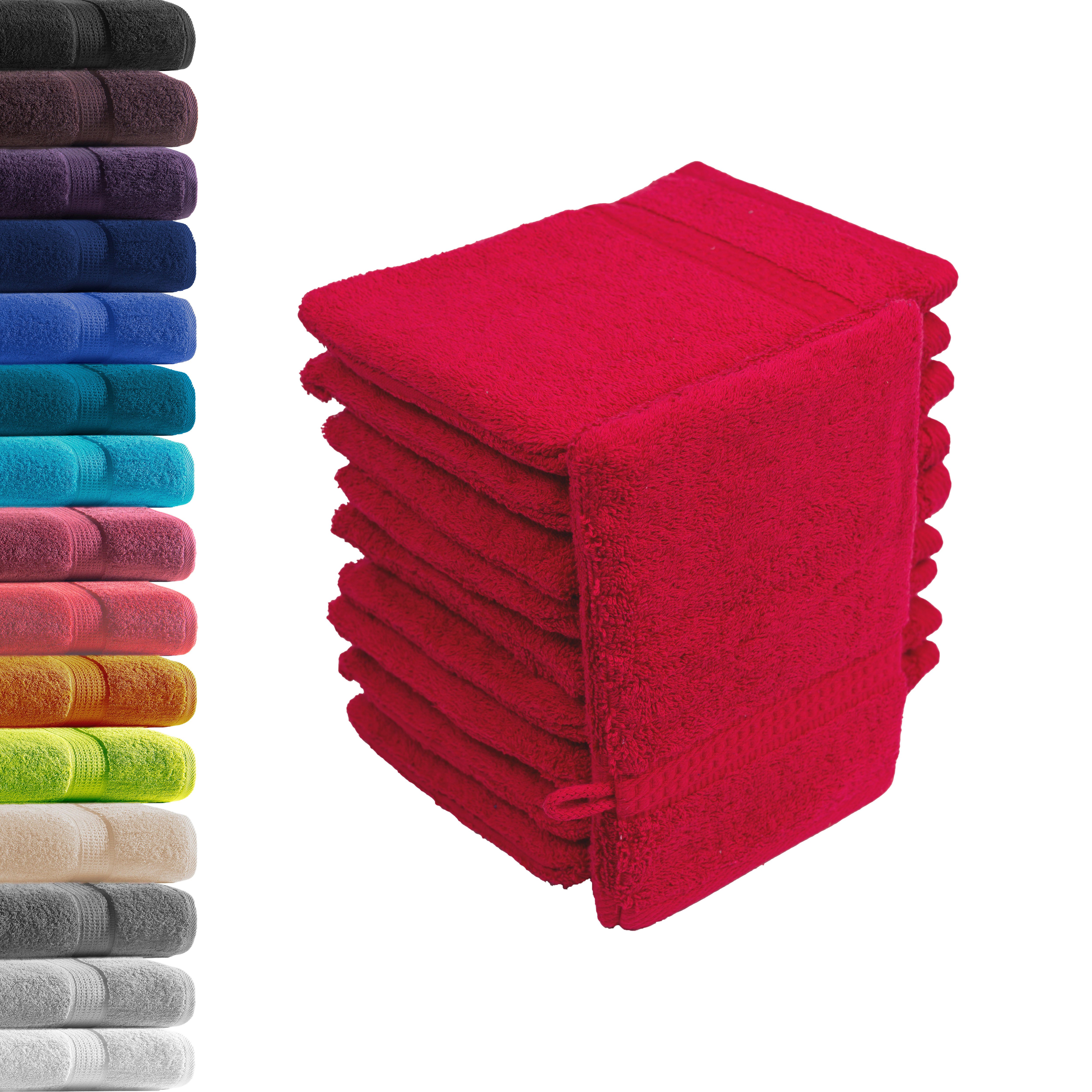 Hometex Premium Textiles Waschhandschuh in Premium Qualität 500 g/m², Feinster Frottier-Stoff 100% Baumwolle, (10er Set), weich, saugfähig, extra schwer & flauschig - TEST BILD TOP MARKE 2025