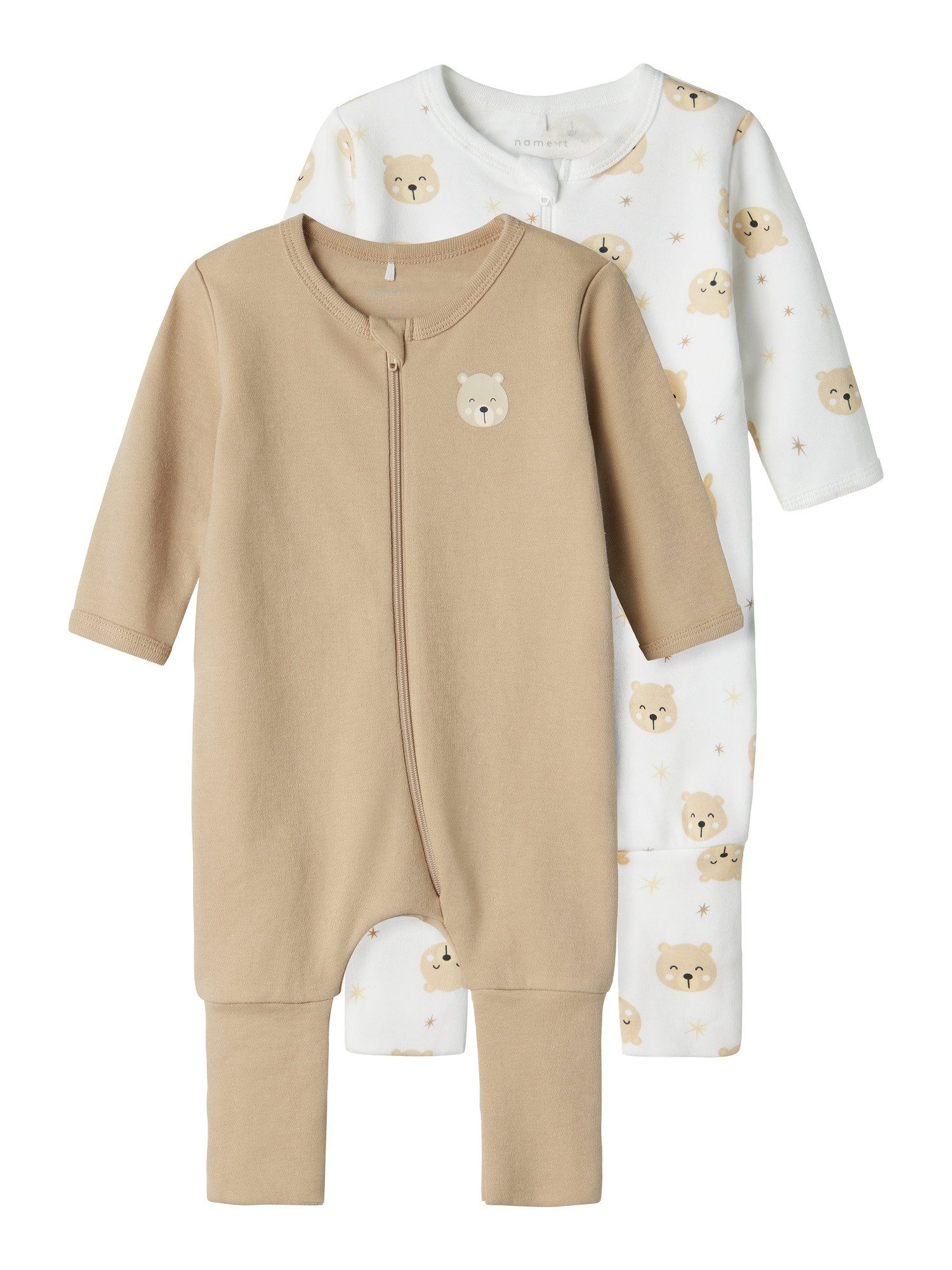 Strampler NBNNIGHTSUIT 2P ZIP FF OXFORD BEAR NOOS