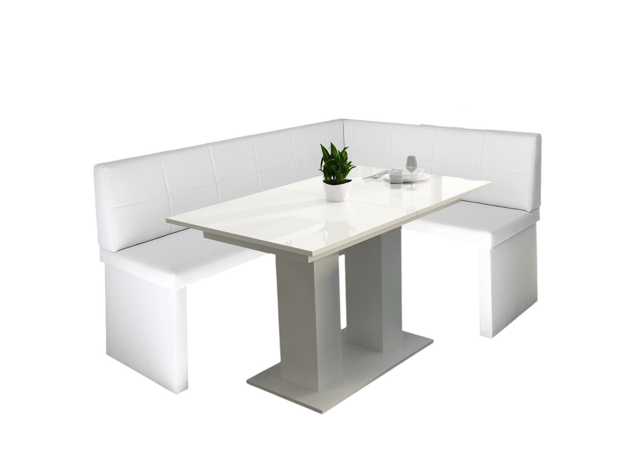 Fun Möbel Eckbankgruppe Eckbankgruppe „Robin“ in Kunstleder 168x128cm mit Tisch „Dante weiß“, ausziehbarer Tisch