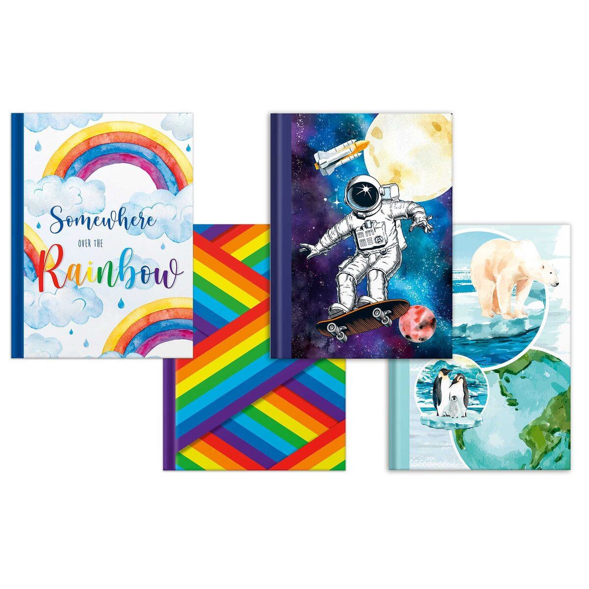 RNK Verlag Schulheft Notizbuch Global Colors sortiert - A4 Hardcover 96 Blatt blanko.